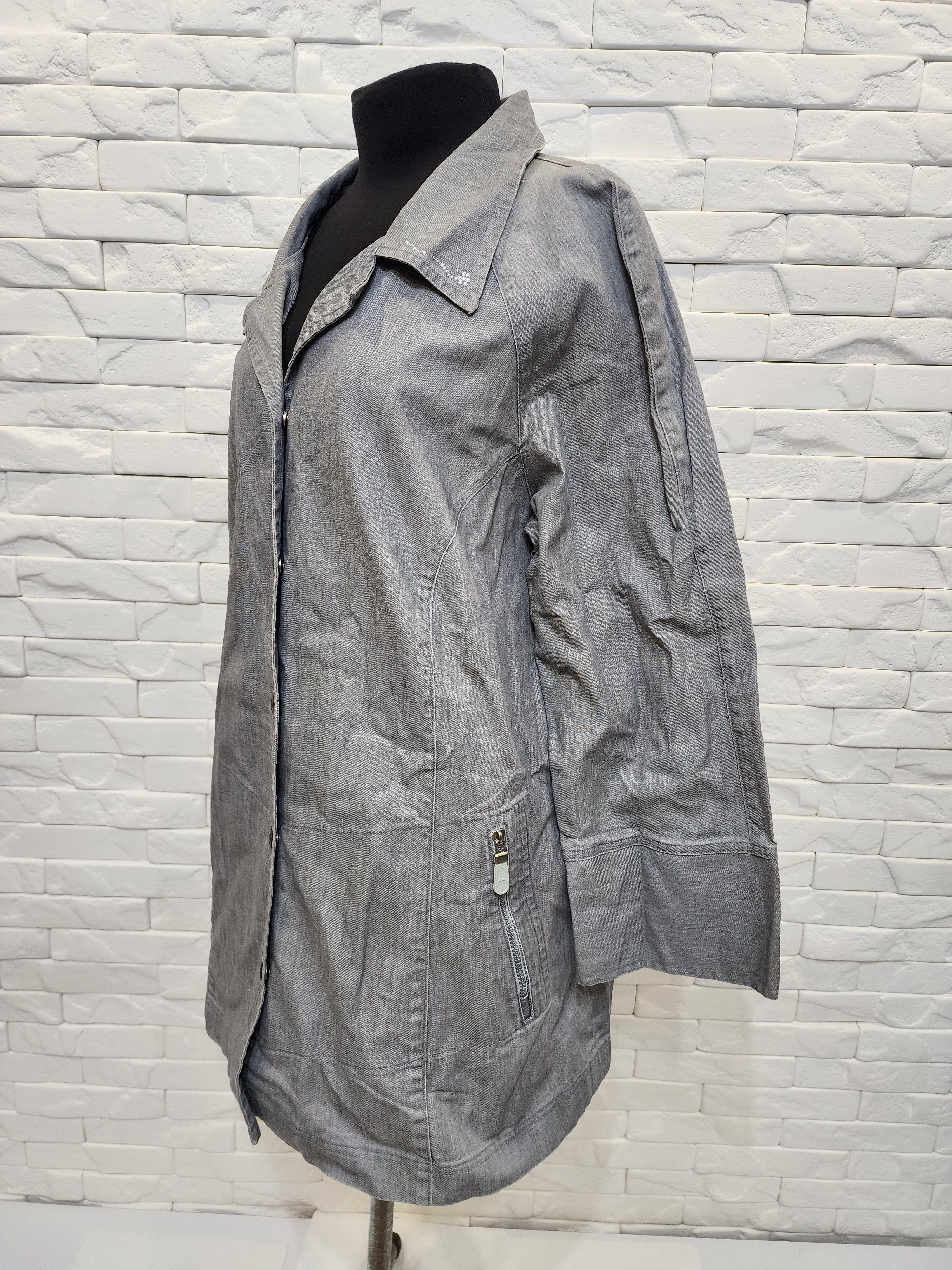 Other Women's gray denim jacket with snaps. Size XXL / US 16-18 / IT 52-54 - 2 Thumbnail