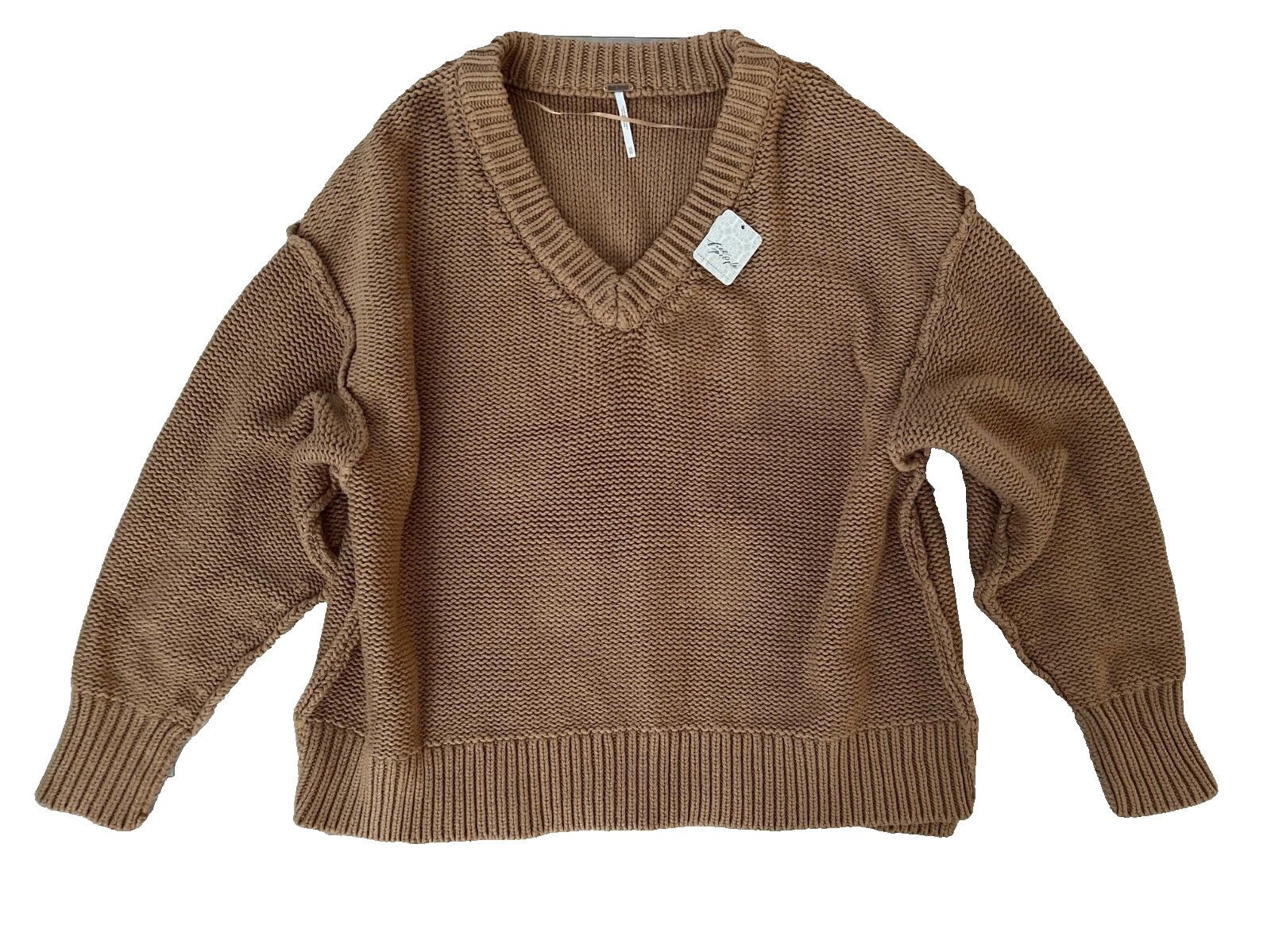 Free People Free People Alli V-Neck Knit Sweater Camel ( XS ) Size XS / US 0-2 / IT 36-38 - 3 Thumbnail