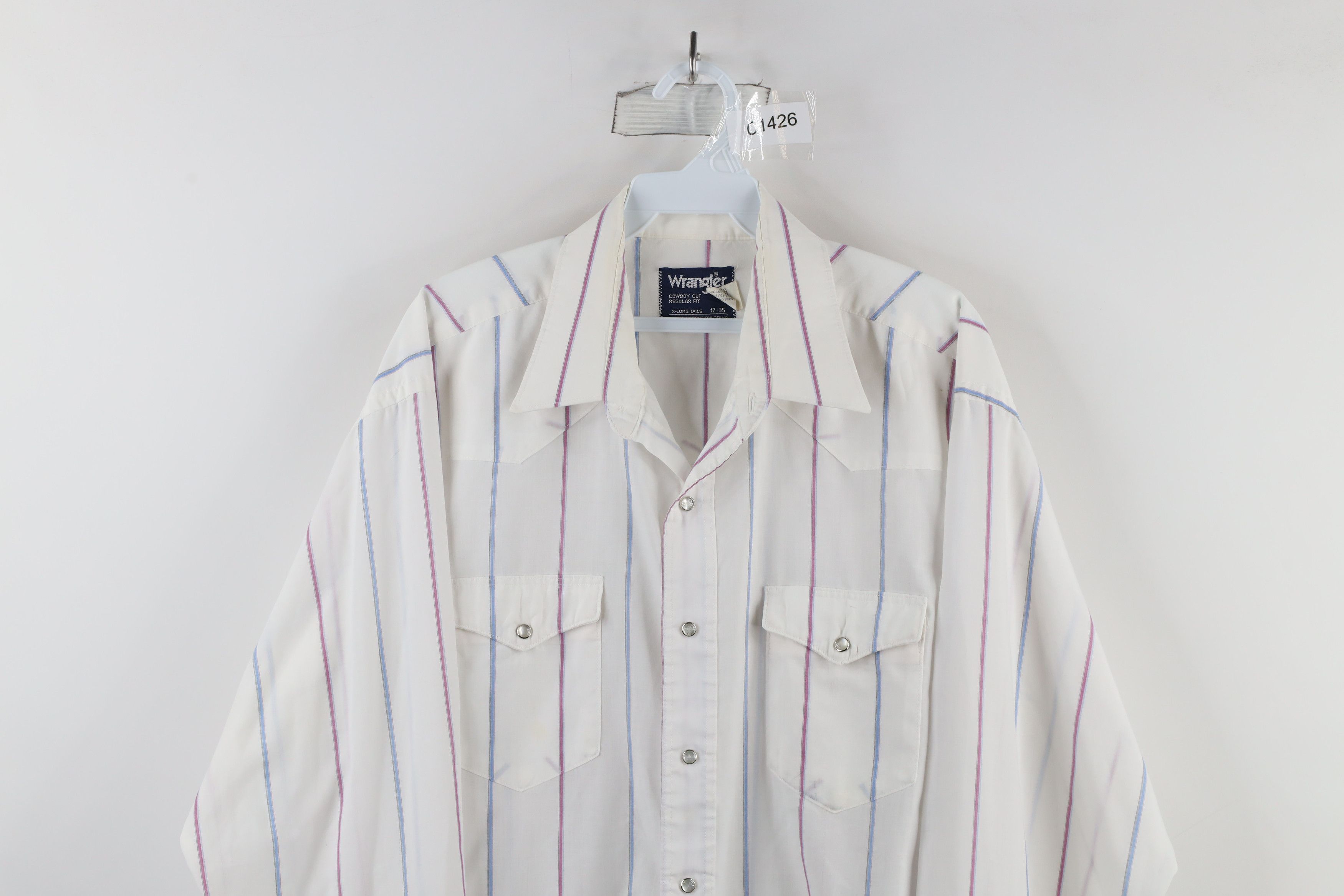 Vintage × Wrangler Vintage 90s Wrangler Sheer Striped Western Button Shirt USA Size US L / EU 52-54 / 3 - 2 Thumbnail