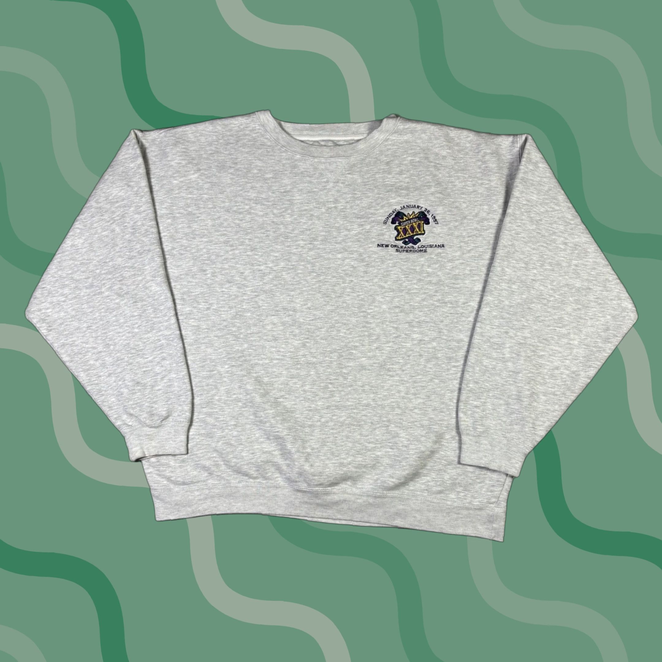 NFL VINTAGE Superbowl 97 Sweatshirt Embroidered NFL Gray Pullover Mens XL 90s Size US XL / EU 56 / 4 - 1 Thumbnail