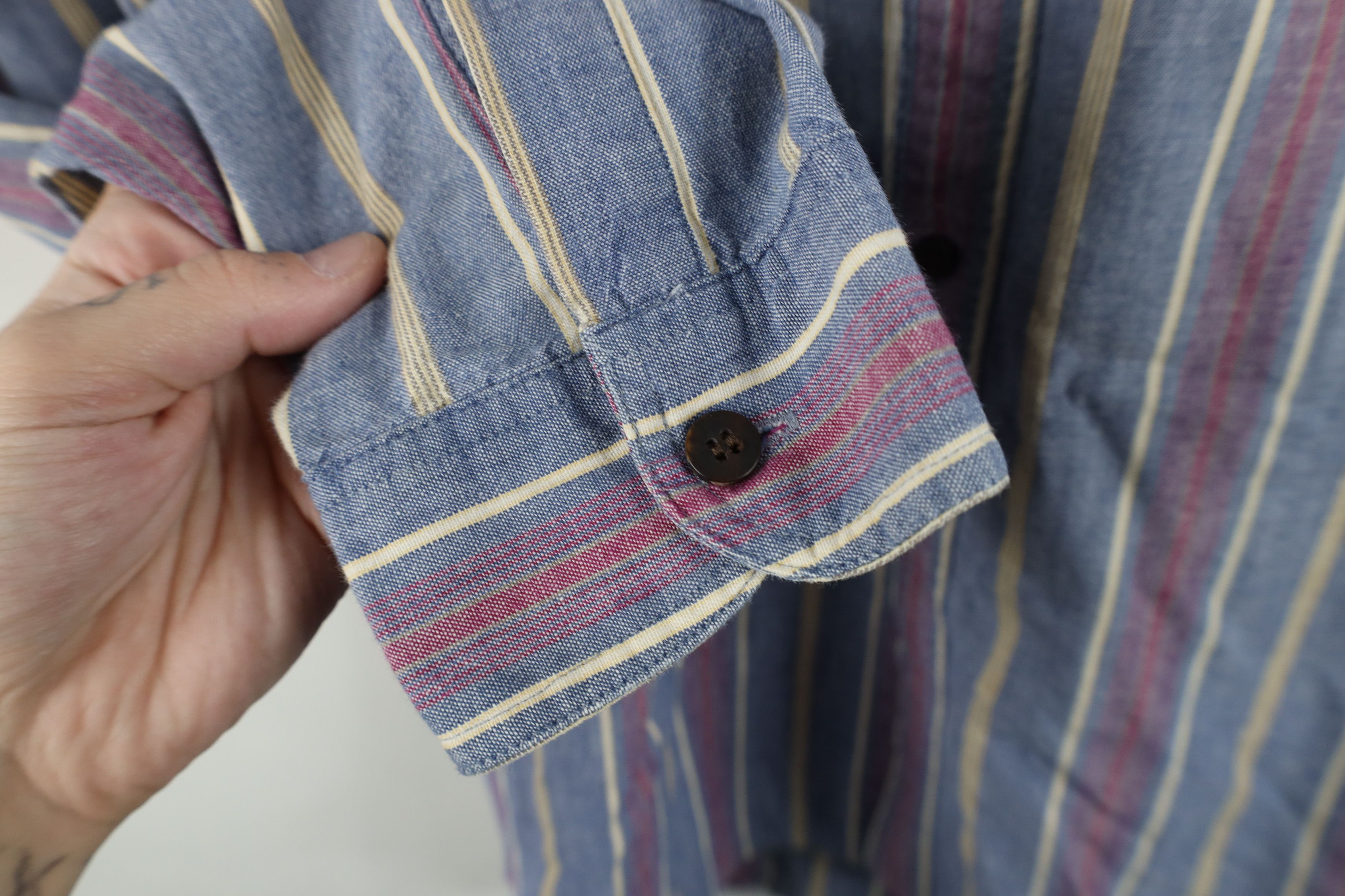 Vintage Vintage 90s Streetwear Chambray Collared Button Shirt Size US L / EU 52-54 / 3 - 6 Thumbnail