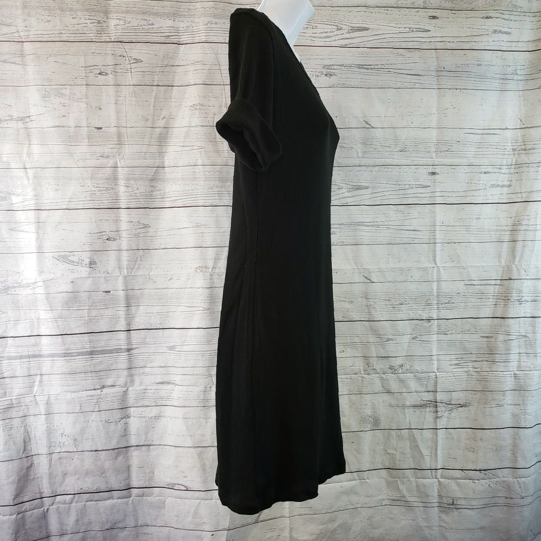 Banana Republic VINTAGE Banana Republic Womens Dress Sz Small Black Ribbed Rolled Sleeves Cotton Blend Size S / US 4 / IT 40 - 3 Thumbnail