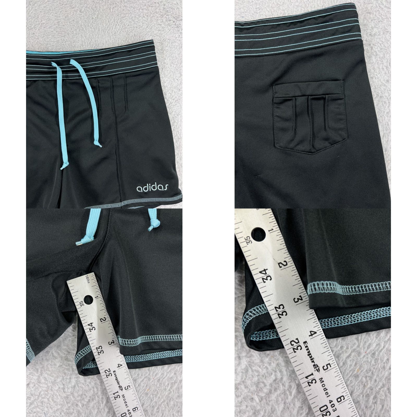 Adidas Adidas Shorts Womens Small Black Blue 100% Polyester Drawstring Gym Running Size 30" / US 8 / IT 44 - 8 Thumbnail