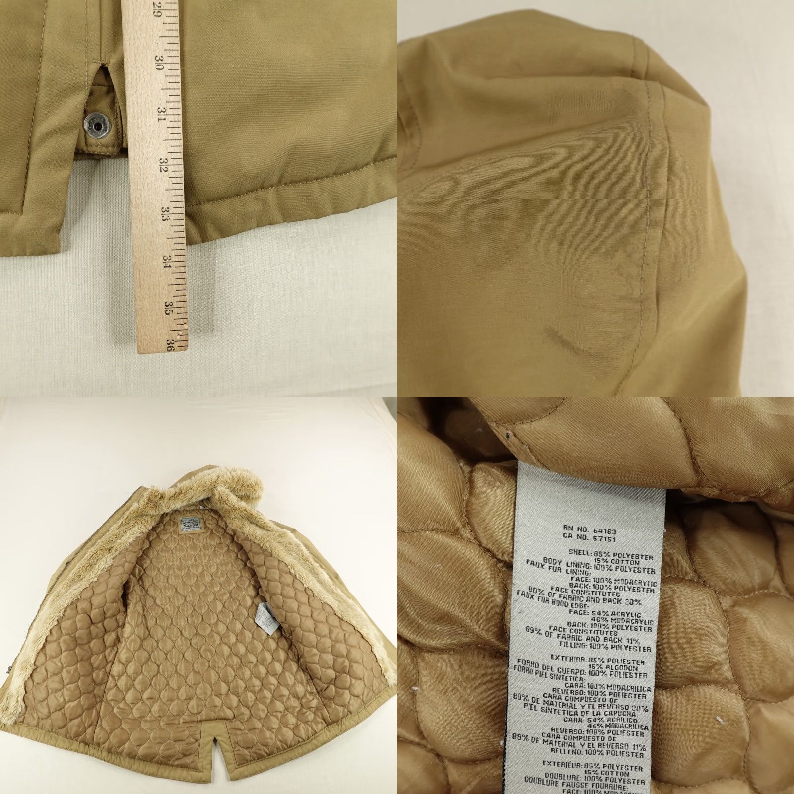 Levi's Levi's Jacket Women Parka Long Tan Faux Fur Trim Quilted Lined Red Tab Beige M Full Zip Hooded Pockets Size M / US 6-8 / IT 42-44 - 8 Thumbnail