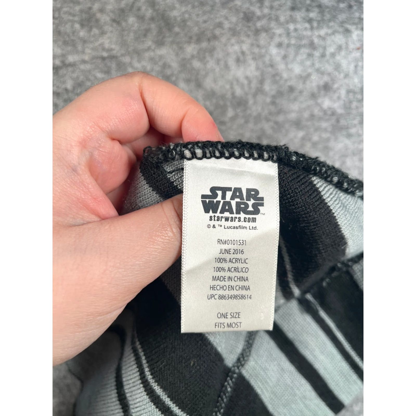 Star Wars Star Wars Beanie Adult One Size Black Gray Stripe Knit 100% Acrylic Ski Hat/Cap Mens Beanie Star Wars Stars Theme Size ONE SIZE - 7 Thumbnail