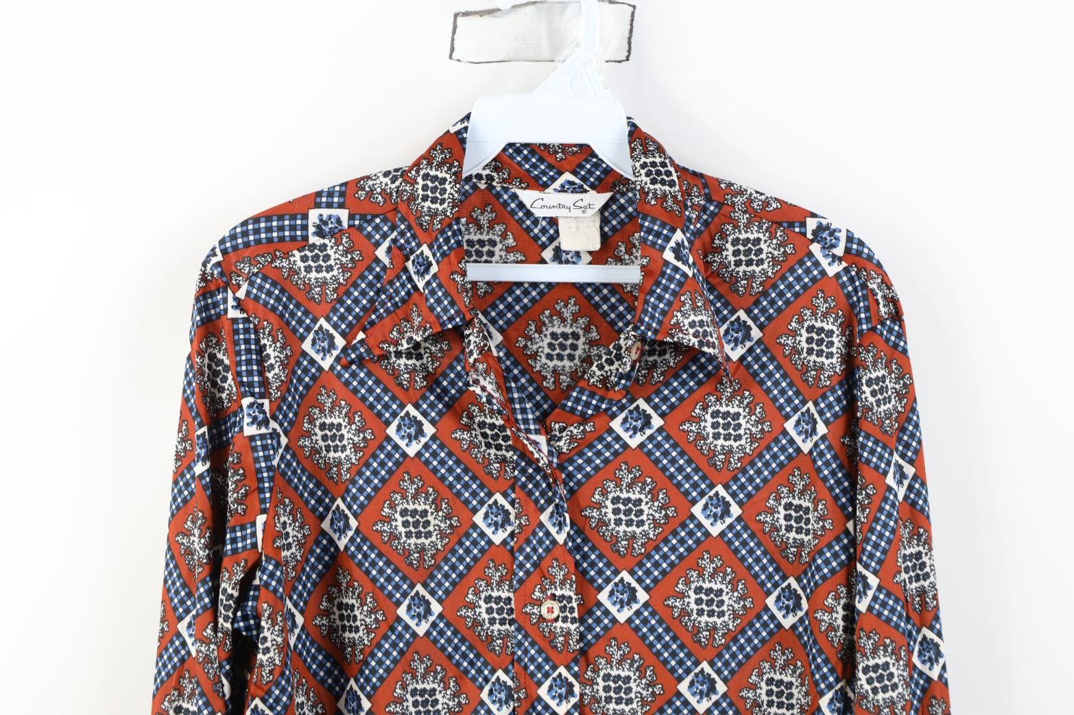 Vintage Vintage 70s Mid Century Modern Collar Knit Button Shirt Size M / US 6-8 / IT 42-44 - 2 Thumbnail