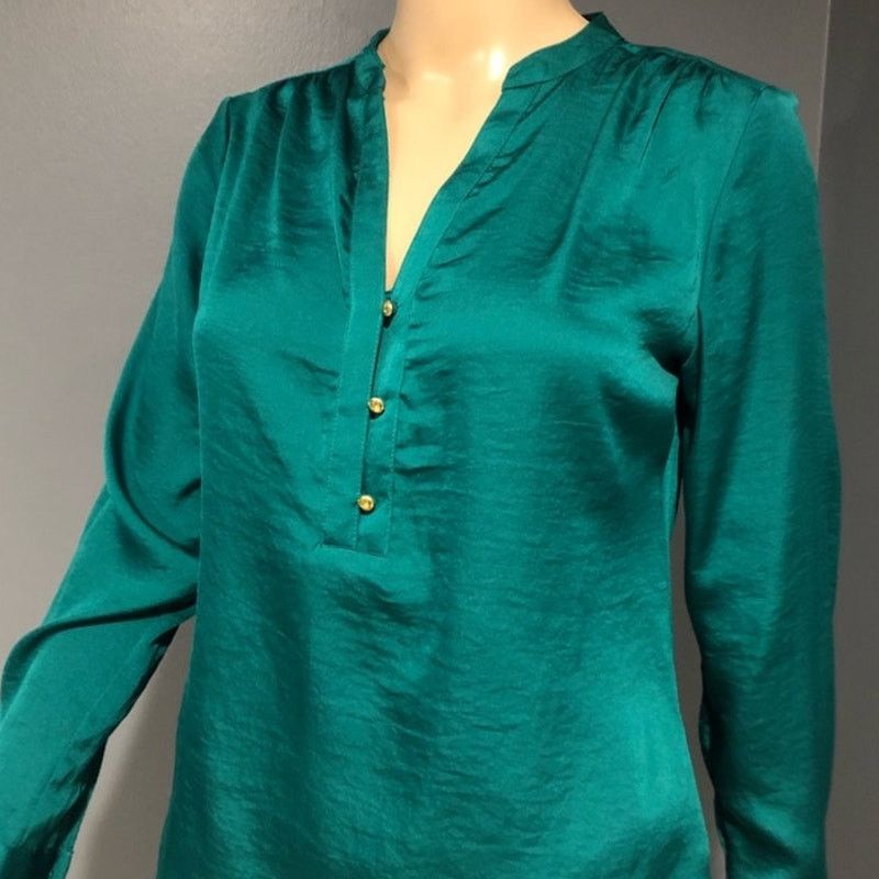 Oakton Limited The Limited Emerald Green Buttoned Down Blouse S Petite Size S / US 4 / IT 40 - 3 Thumbnail