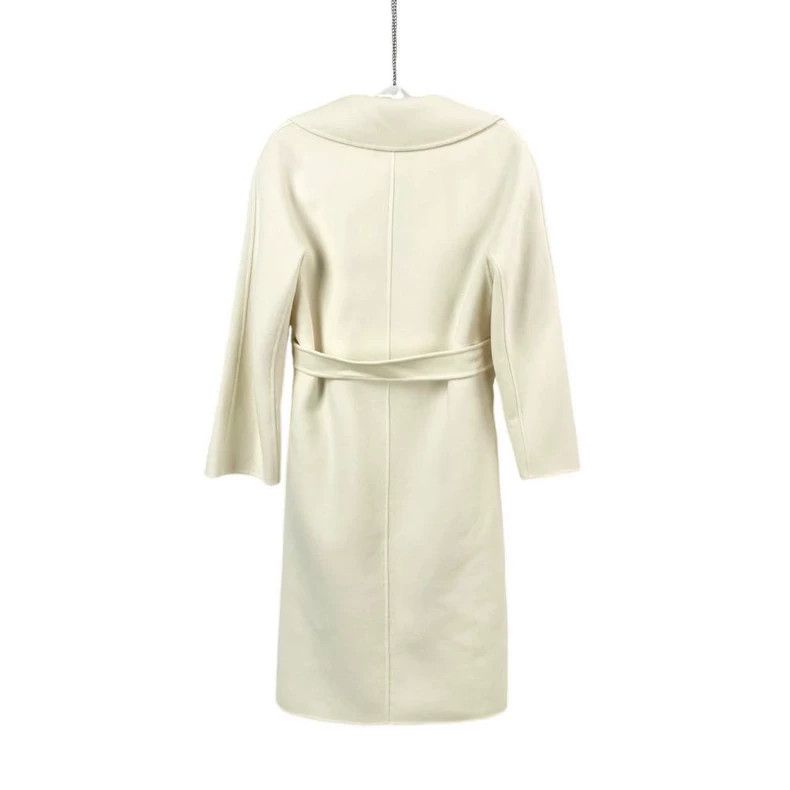 Max Mara Max Mara White long lace-up wool coat Size S / US 4 / IT 40 - 2 Thumbnail