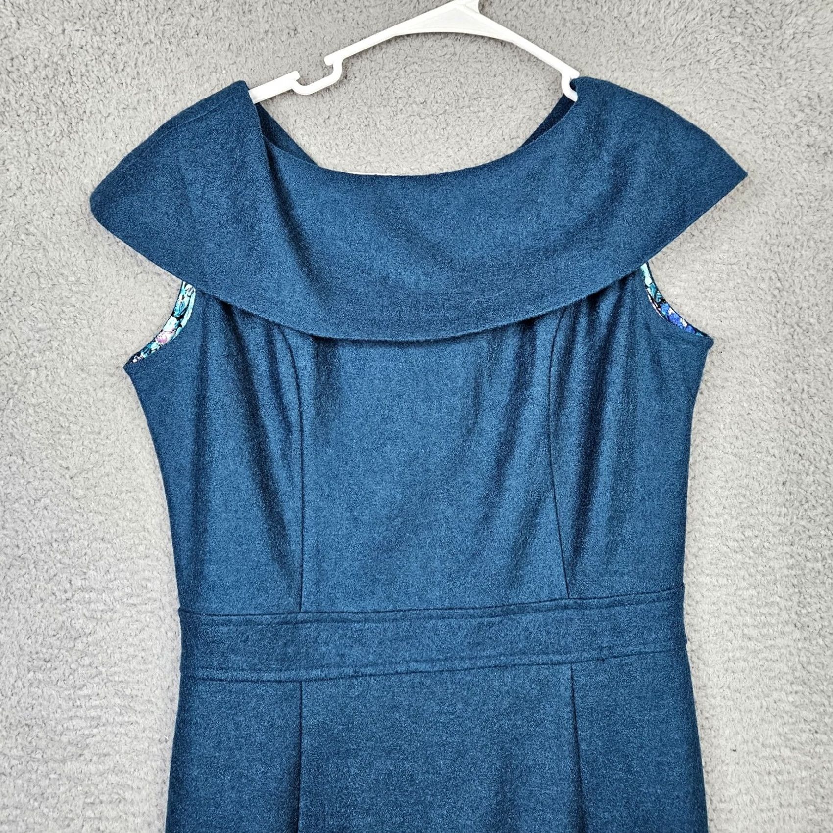 Vintage VINTAGE Collectif London Women's Wool Blend Pin up Midi Sheath Dress Sz 10 Green Size L / US 10 / IT 46 - 5 Thumbnail