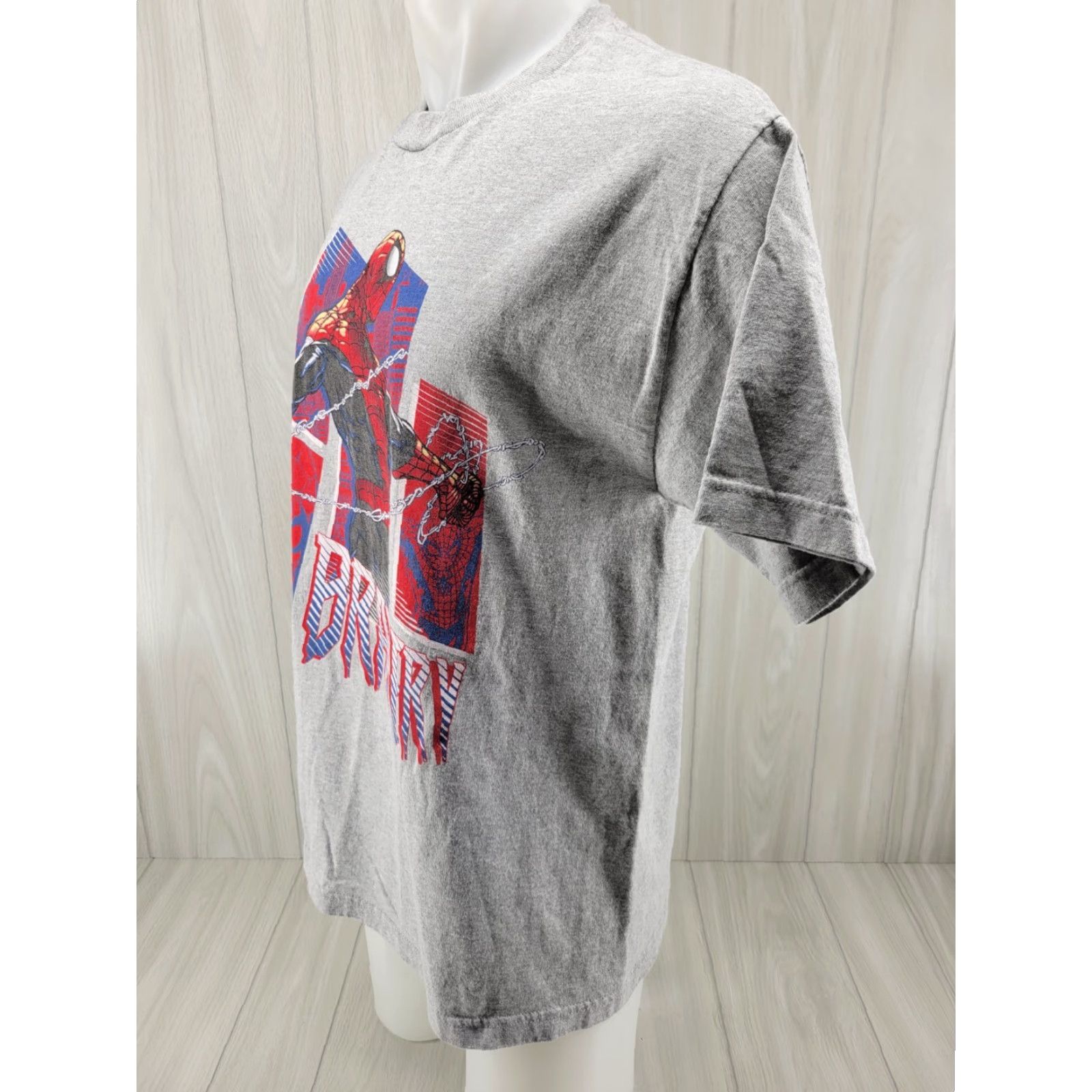 Vintage Marvel Spider-Man T-Shirt Mens L Gray Bravery Graphic Short Sleeve Shirt Size US L / EU 52-54 / 3 - 3 Thumbnail