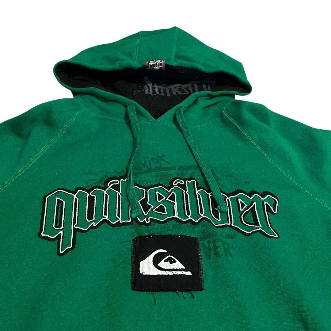 Quiksilver VINTAGE Quiksilver Kelly Green Hoodie y2k Size US L / EU 52-54 / 3 - 2 Thumbnail