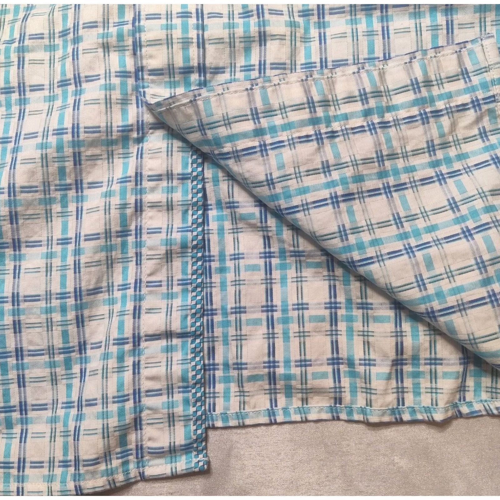 BUGATCHI BUGATCHI CLASSIC FIT Men Large Blue Geo Check Button-Up Long Sleeve Shirt Size US L / EU 52-54 / 3 - 7 Thumbnail