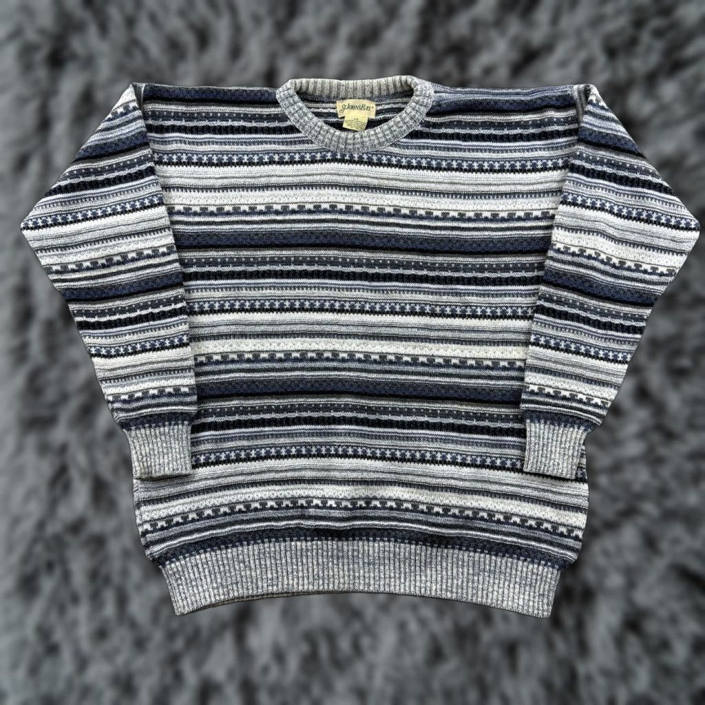 Vintage VINTAGE St Johns Bay Sweater Mens Large Gray Knit Grandpa 90s Nordic Pullover Size US L / EU 52-54 / 3 - 1 Thumbnail