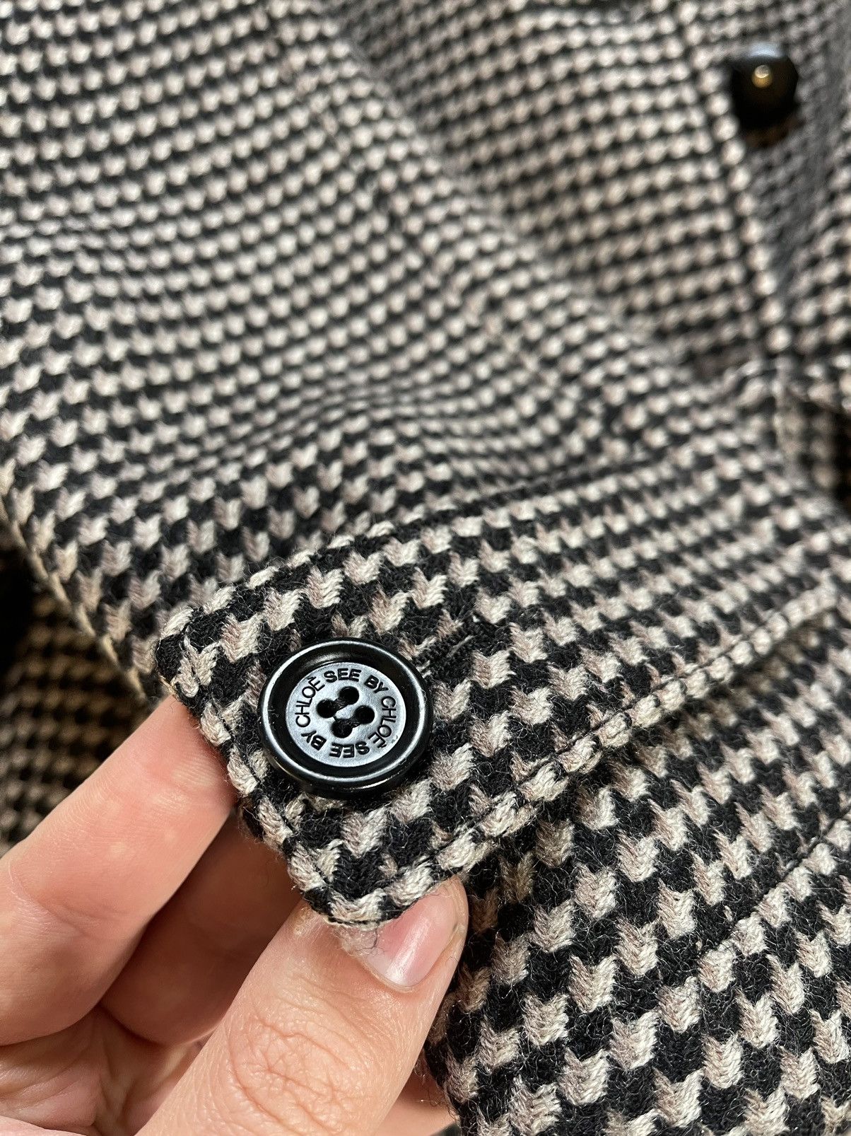 Chloe × See by Chloe See By Chloe Wool Belt Coat Houndstooth Size M / US 6-8 / IT 42-44 - 9 Thumbnail