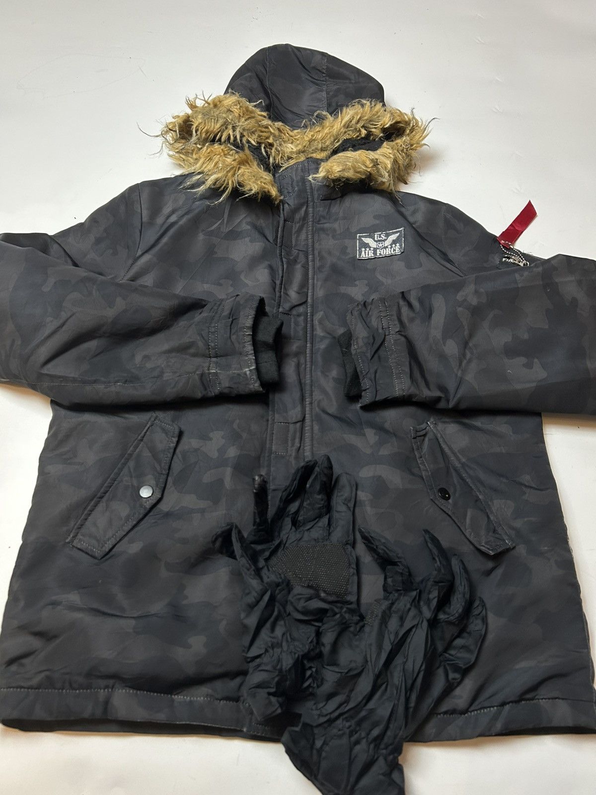 Other CISALPIN US AIR FORCE FAUX FUR HOODIE JACKET WITH GLOVE Size US XS / EU 42 / 0 - 2 Thumbnail