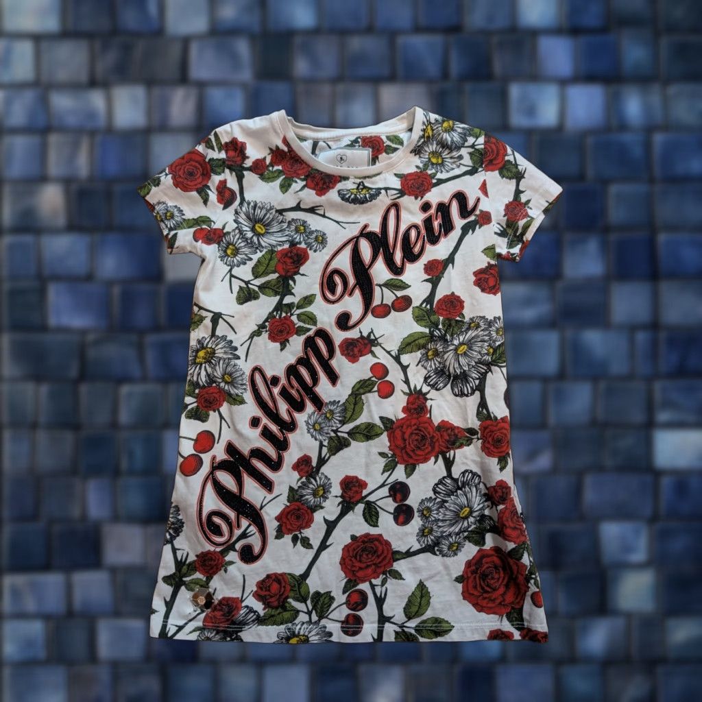 Philipp Plein Philipp Plein Junior Blood Sisters Shirt Rhinestone Cherries Roses Y2K Style S Size US XS / EU 42 / 0 - 1 Thumbnail