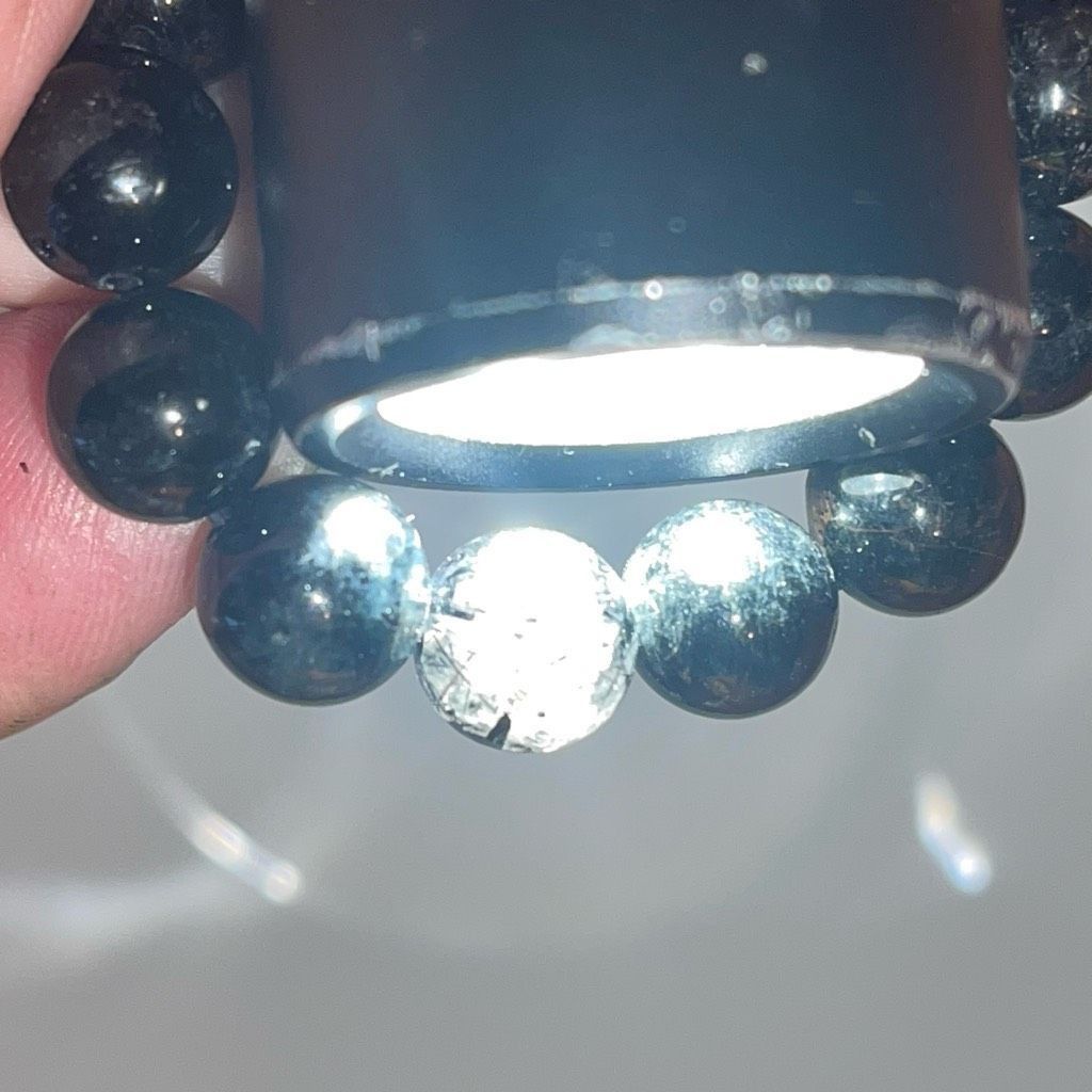 Other Black tourmaline in quartz 8mm stretch bracelet Crystal 7 inches ONE NEW Size ONE SIZE - 12 Thumbnail