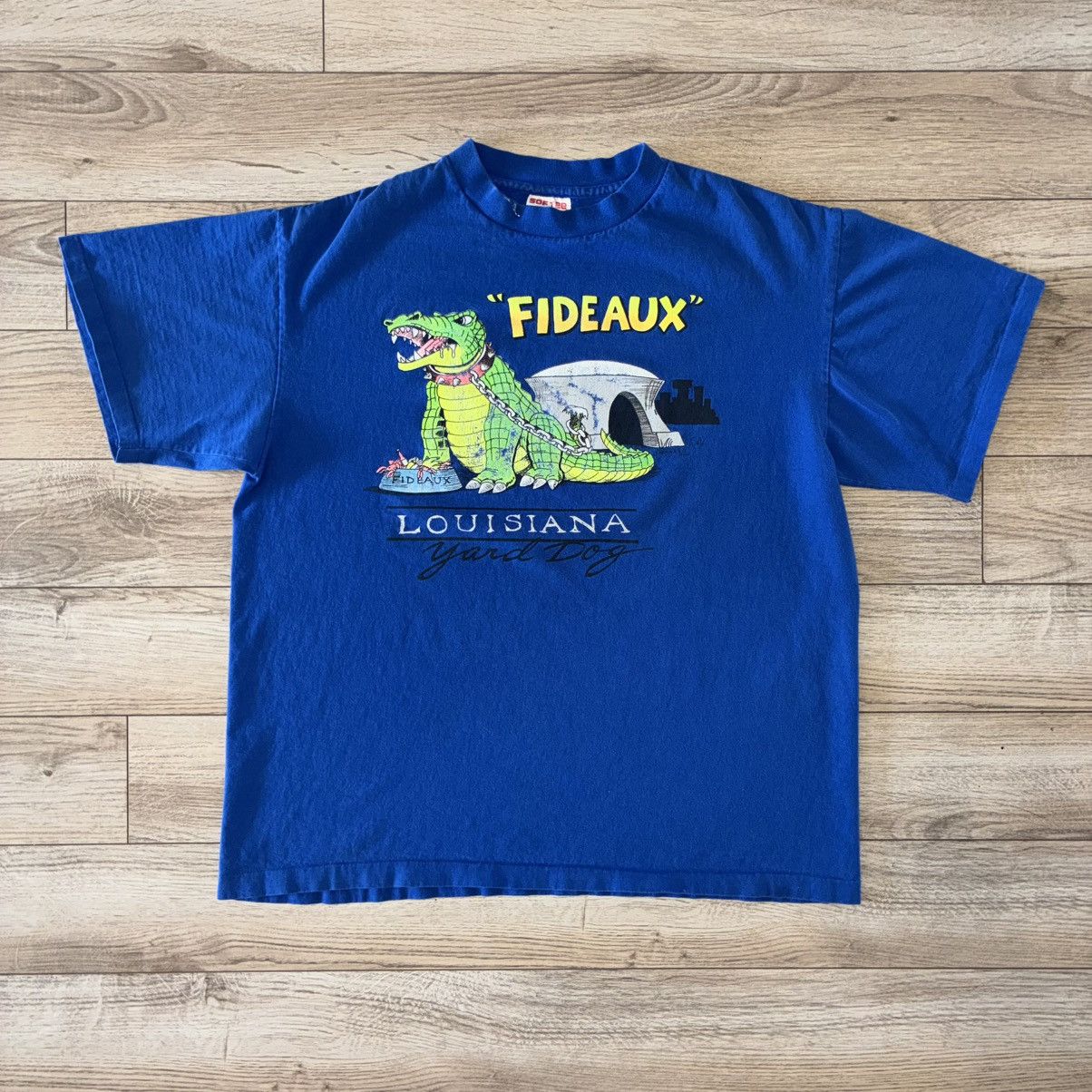 Hanes 90s Louisiana Yard Dog blue fideaux tee shirt Size US L / EU 52-54 / 3 - 1 Thumbnail