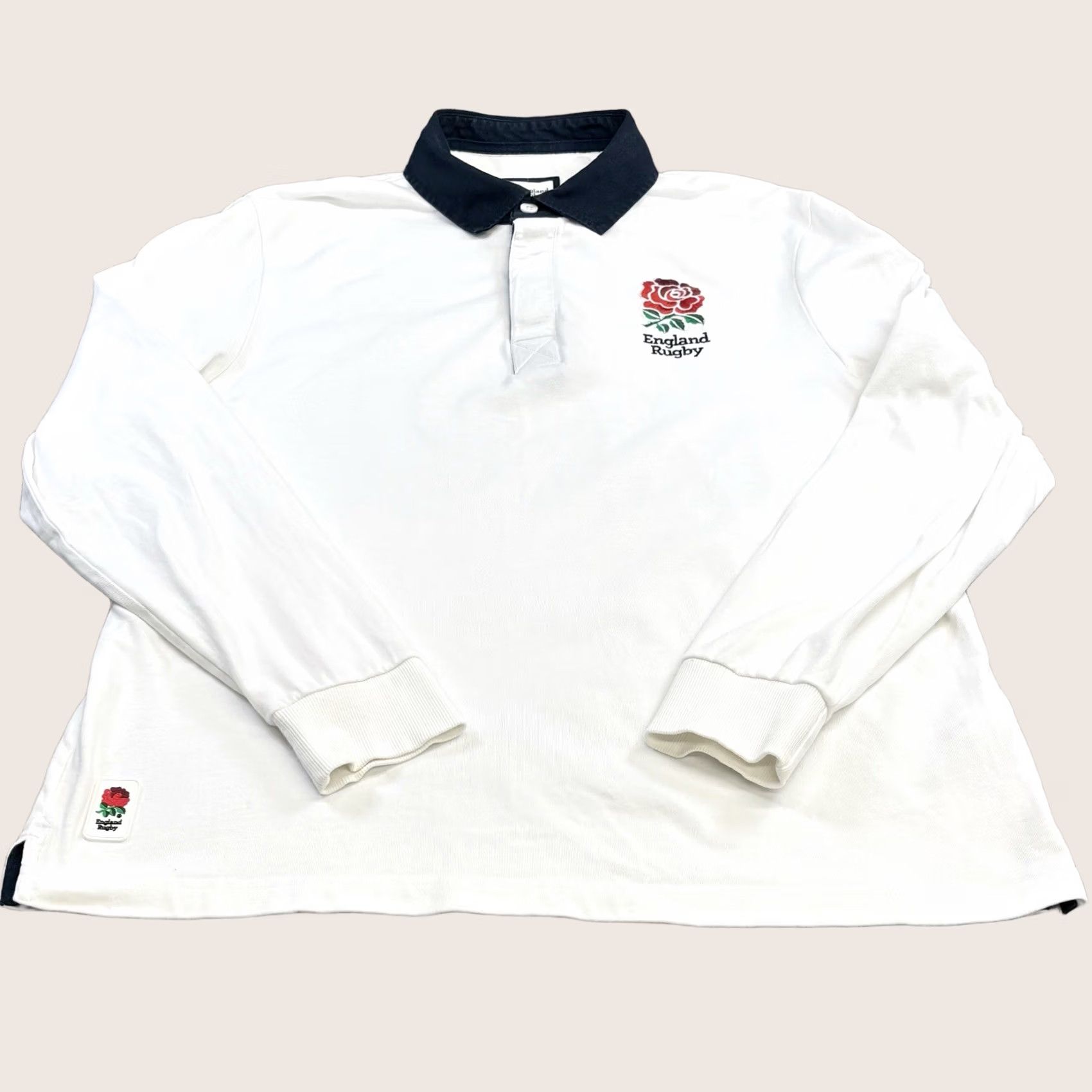 Vintage VINTAGE TU England Rugby Polo Shirt Large Mens White Long Sleeve Top Used Worn Size US L / EU 52-54 / 3 - 1 Thumbnail