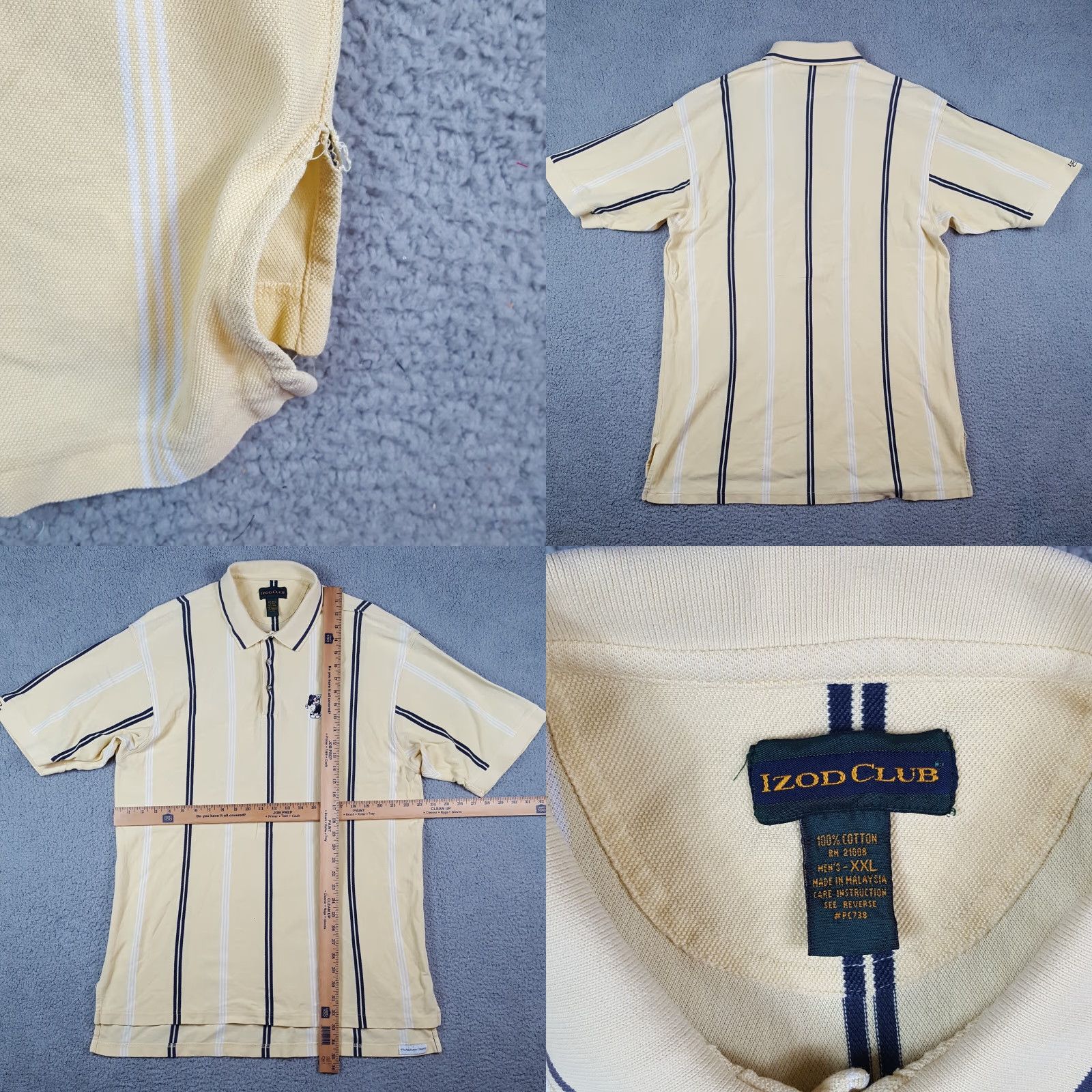 Izod VINTAGE Disney Mickey Mouse Polo Shirt Men 2XL Yellow Cotton Casual Golf 90s Size US XXL / EU 58 / 5 - 8 Thumbnail