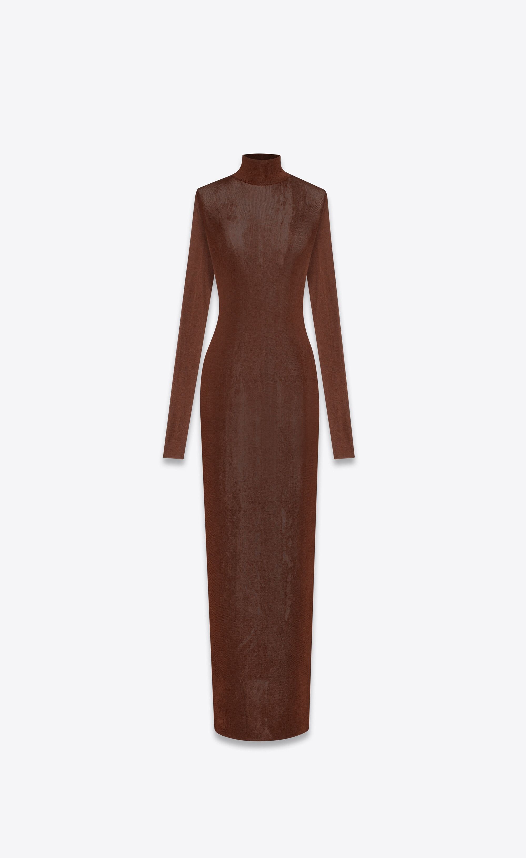 Saint Laurent Paris o1s1wg110225 739561 Long Dress in Knit in Burgundy Size L / US 10 / IT 46 - 1 Thumbnail