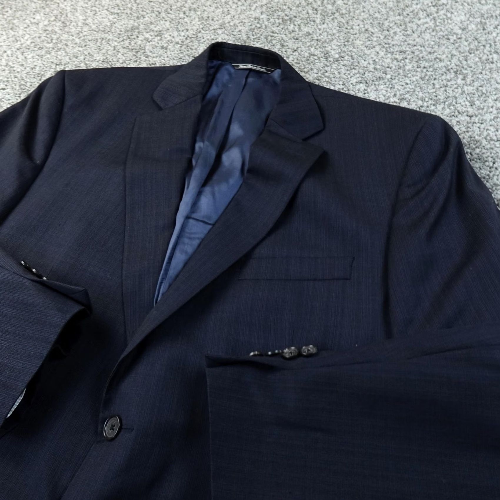 Jack Victor VINTAGE Jack Victor Blazer Mens 42 Navy Blue Stripe Wool Sport Coat Jacket Canada Size 42R - 2 Thumbnail
