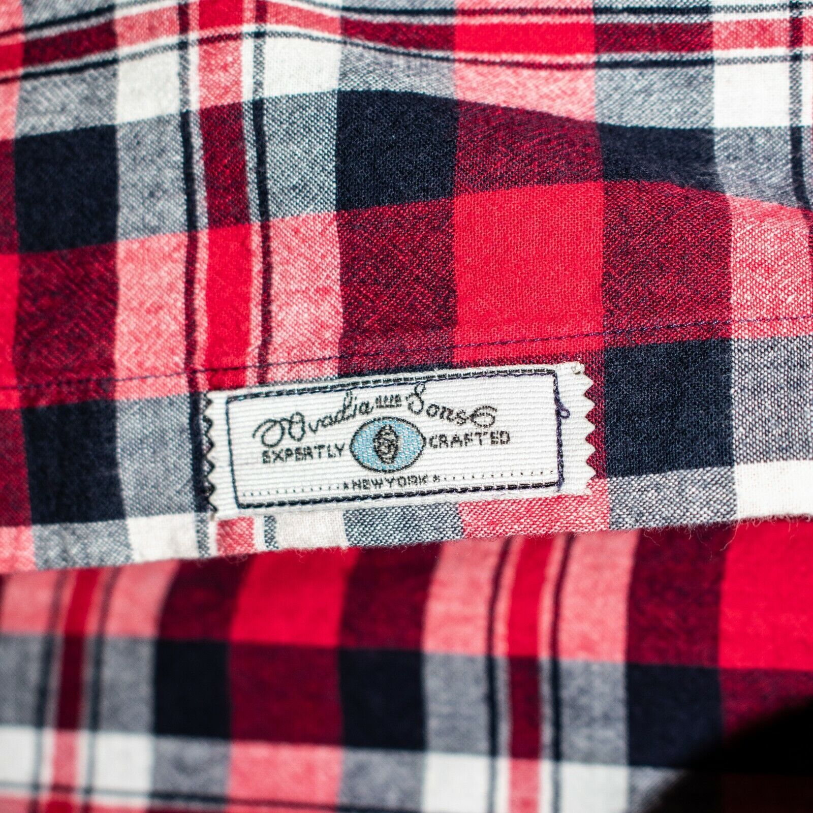 Ovadia & Sons OVADIA & SONS Men's Button Down Shirt Cotton Red Blue Plaid Size US M / EU 48-50 / 2 - 8 Thumbnail