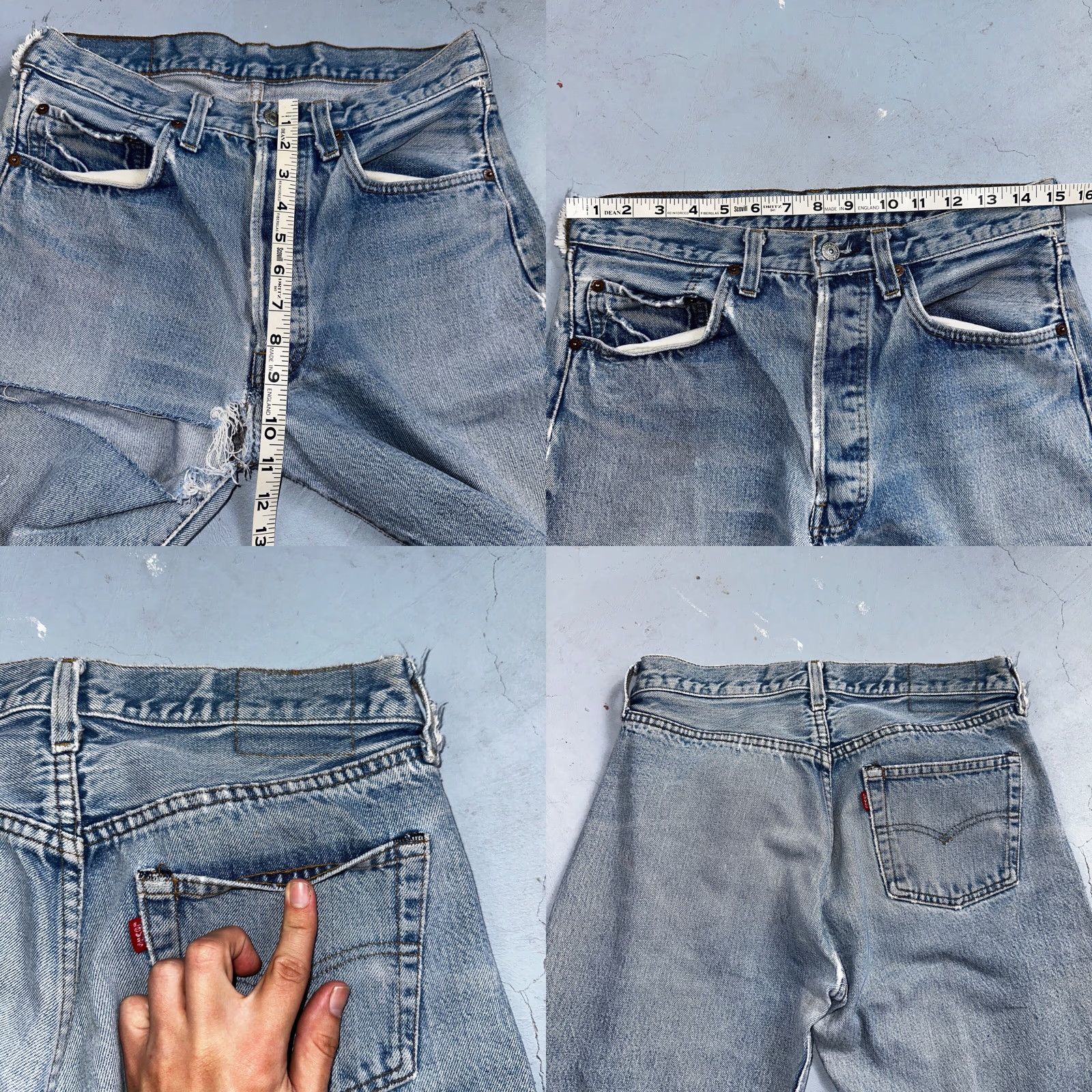 Levi's VINTAGE Levi's 501XX Jeans - 80s USA Selvedge Thrashed Distressed Light Blue Denim 30x33 Boys? Mens? Not sure. Size US 30 / EU 46 - 9 Thumbnail