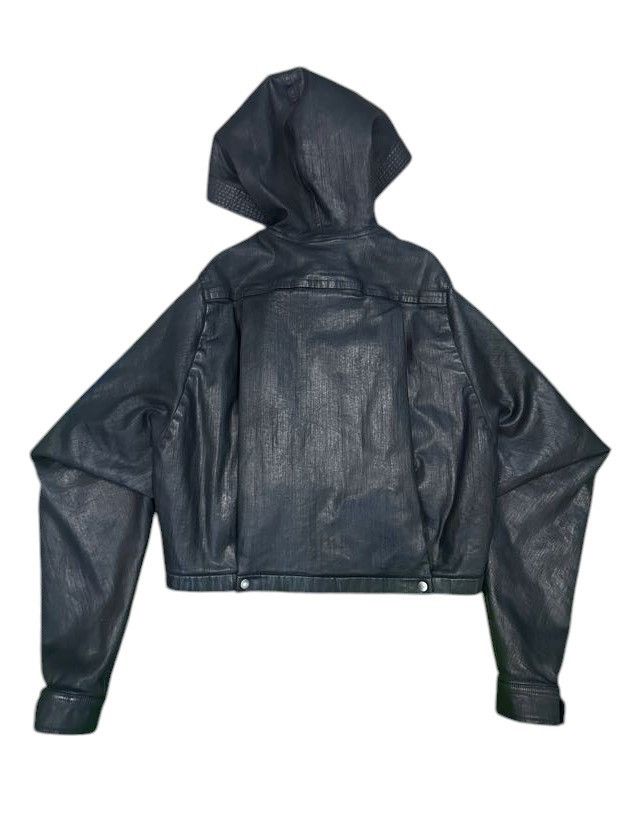 Rick Owens × Rick Owens Drkshdw Rick Owens Waxed Hooded Denim Jacket Size US M / EU 48-50 / 2 - 2 Thumbnail