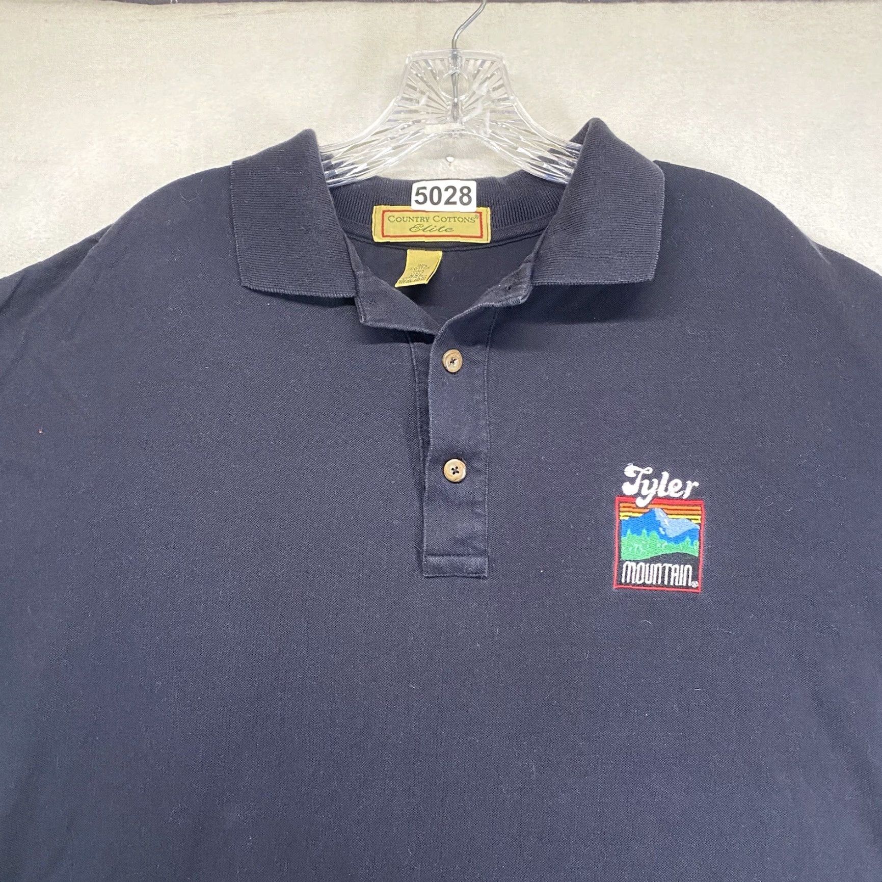 Vintage Vintage 1990s Tyler Mountain Staff Black Polo Shirt Men 2XL Pima Cotton Corporate Logo EUC Size 48R - 4 Thumbnail