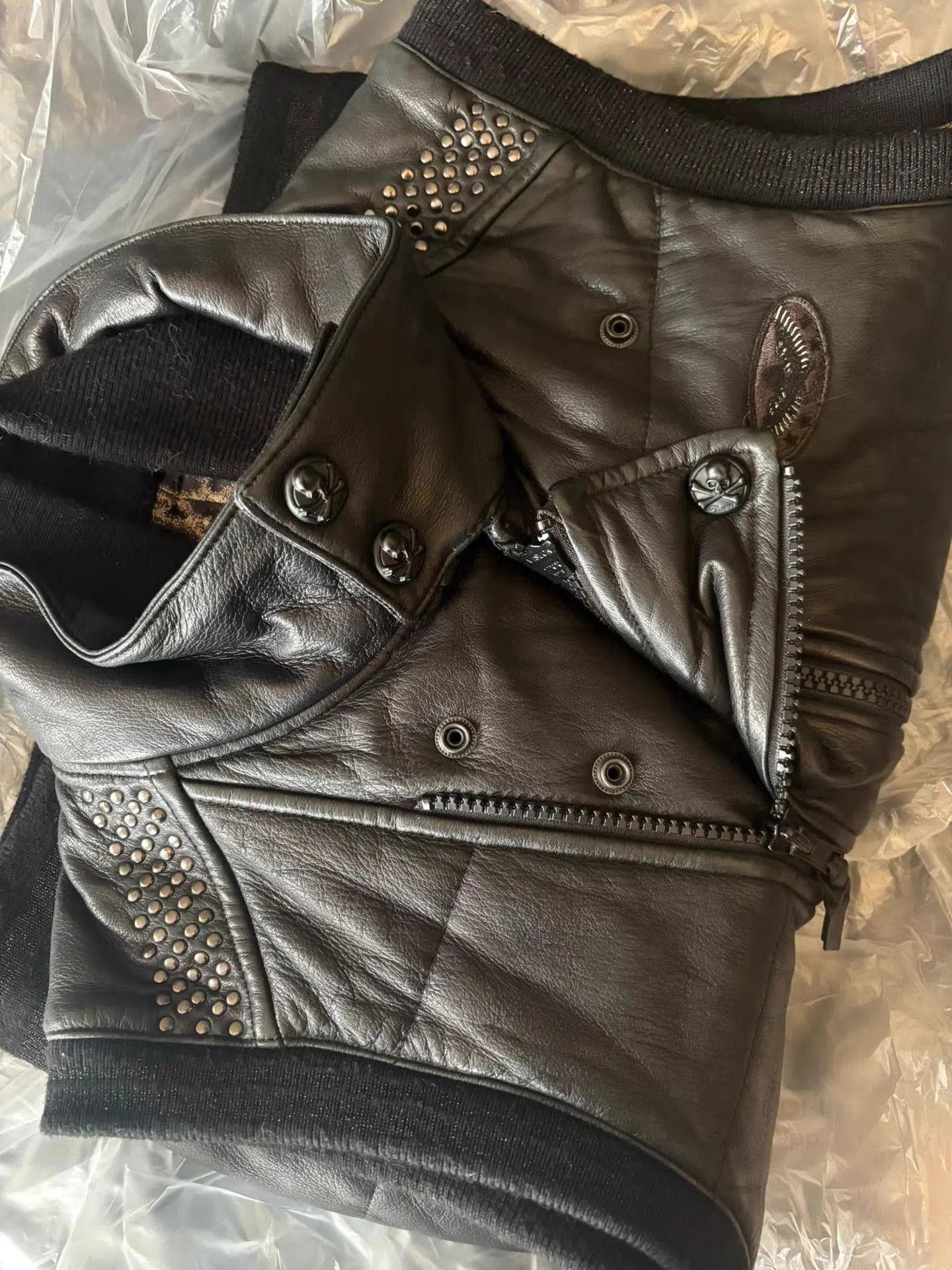 Roen Gray Leather Studded Puffer Vest. Size US L / EU 52-54 / 3 - 4 Thumbnail