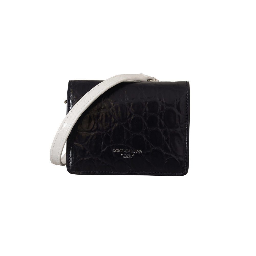 Dolce & Gabbana Dolce & Gabbana Blue White Caiman Leather Strap Card Holder Size ONE SIZE - 1 Thumbnail