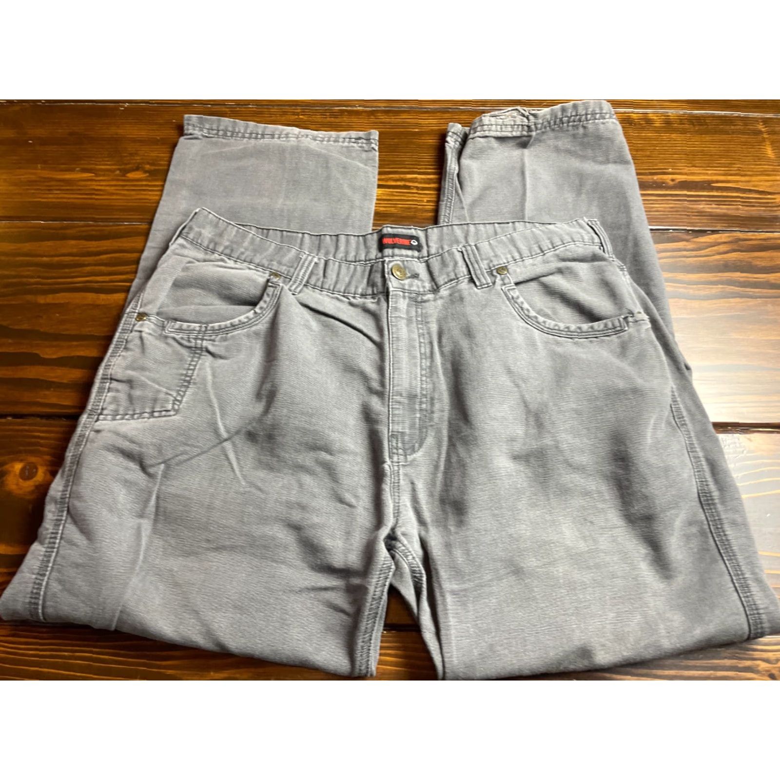 Vintage Wolerine Workpants Men's Size 38/32 Gray Straight Pockets Frayed Hem Spot on Leg Jeans Men Vintage No Size US 38 / EU 54 - 2 Thumbnail