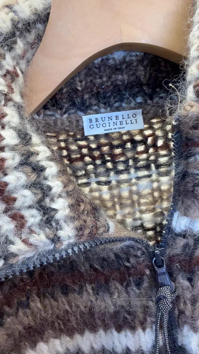 Brunello Cucinelli Brunello Cucinelli Beaded Zipper Decorative Mohair Sweater Size L / US 10 / IT 46 - 4 Thumbnail
