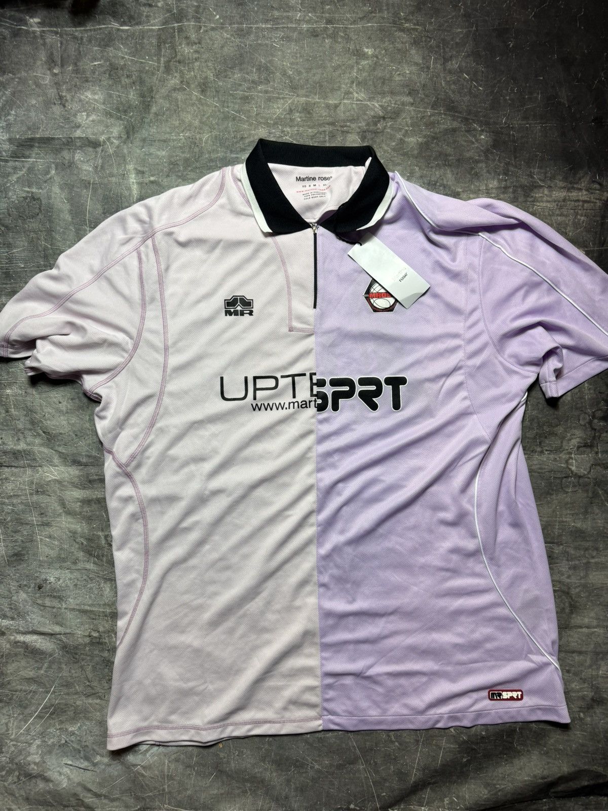 Martine Rose Half and Half Football Top in Pink