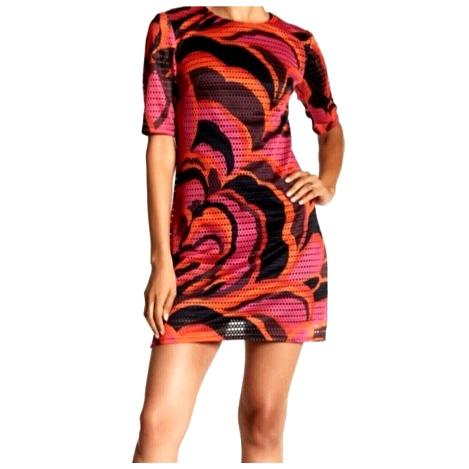 Trina Turk TRINA TURK MOD PRINT LASER CUT SHEATH MINI GO-GO DRESS SZ S Size S / US 4 / IT 40 - 1 Thumbnail