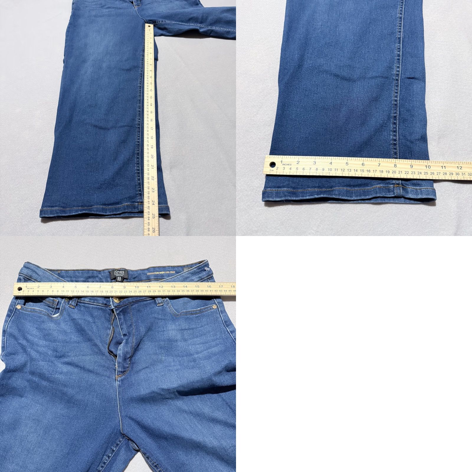 Jones New York VINTAGE Jones New York Lexington Wide-Leg Crop Jeans Women's Blue Denim High Rise - 14 Size 36" / US 14 / IT 50 - 9 Thumbnail