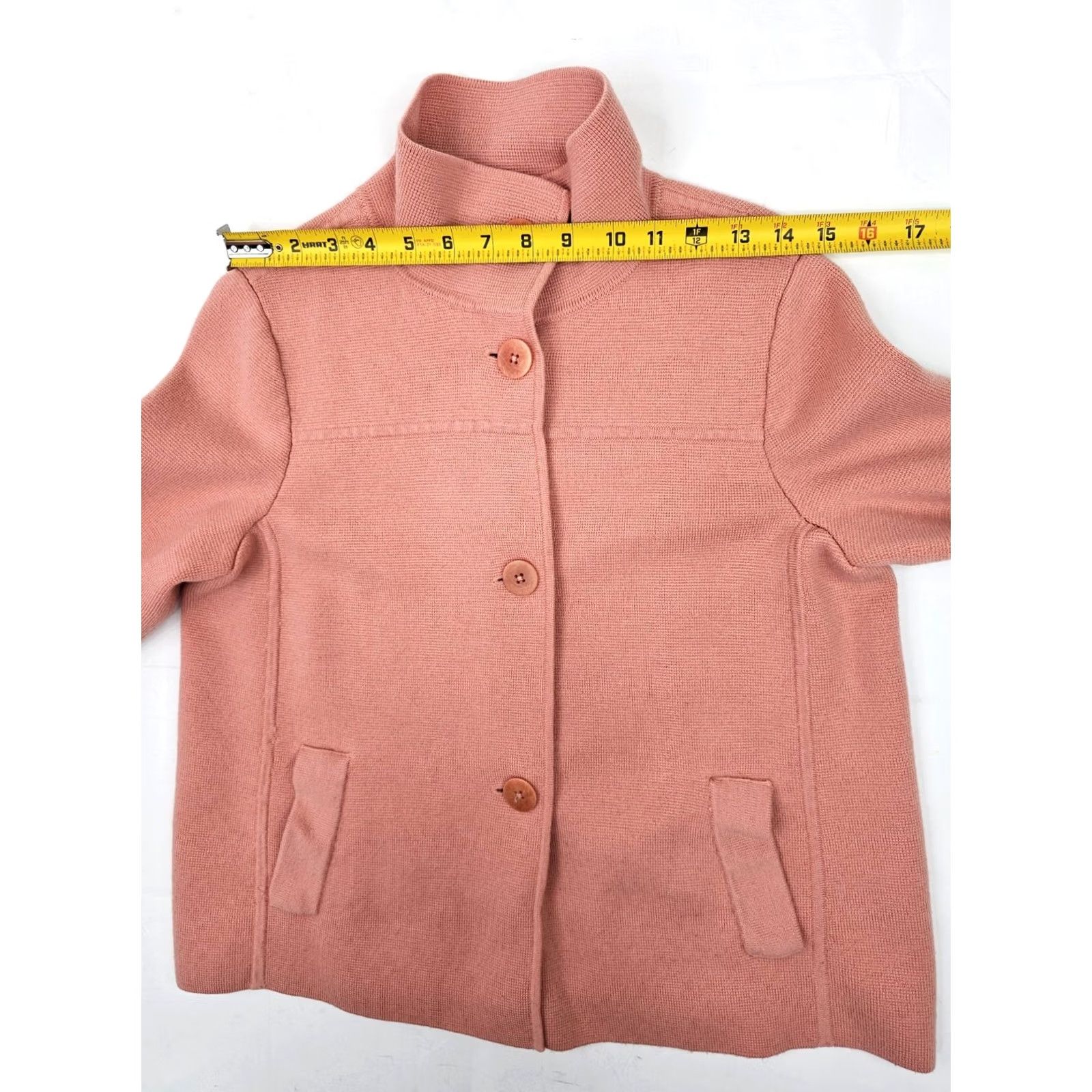Talbots Talbots Italian Merino Wool Button Up Coat Women Petites L Peach Pink Cardigan Style Coat - Pink Wool Jacket Womens Size L / US 10 / IT 46 - 6 Thumbnail