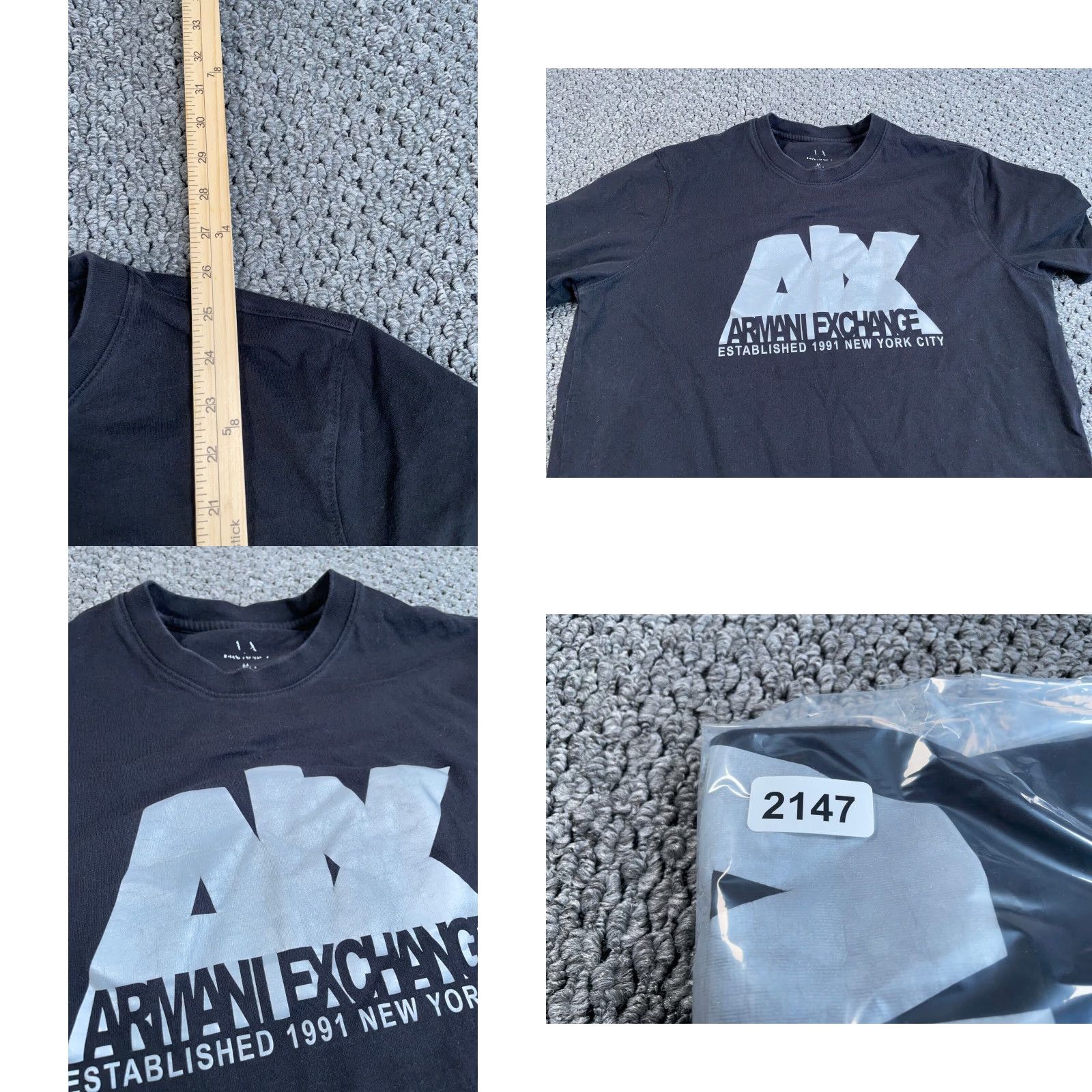 Armani Exchange Armani Exchange T-Shirt Adult Medium Black Cotton Logo Print Graphic Mens Size US M / EU 48-50 / 2 - 8 Thumbnail
