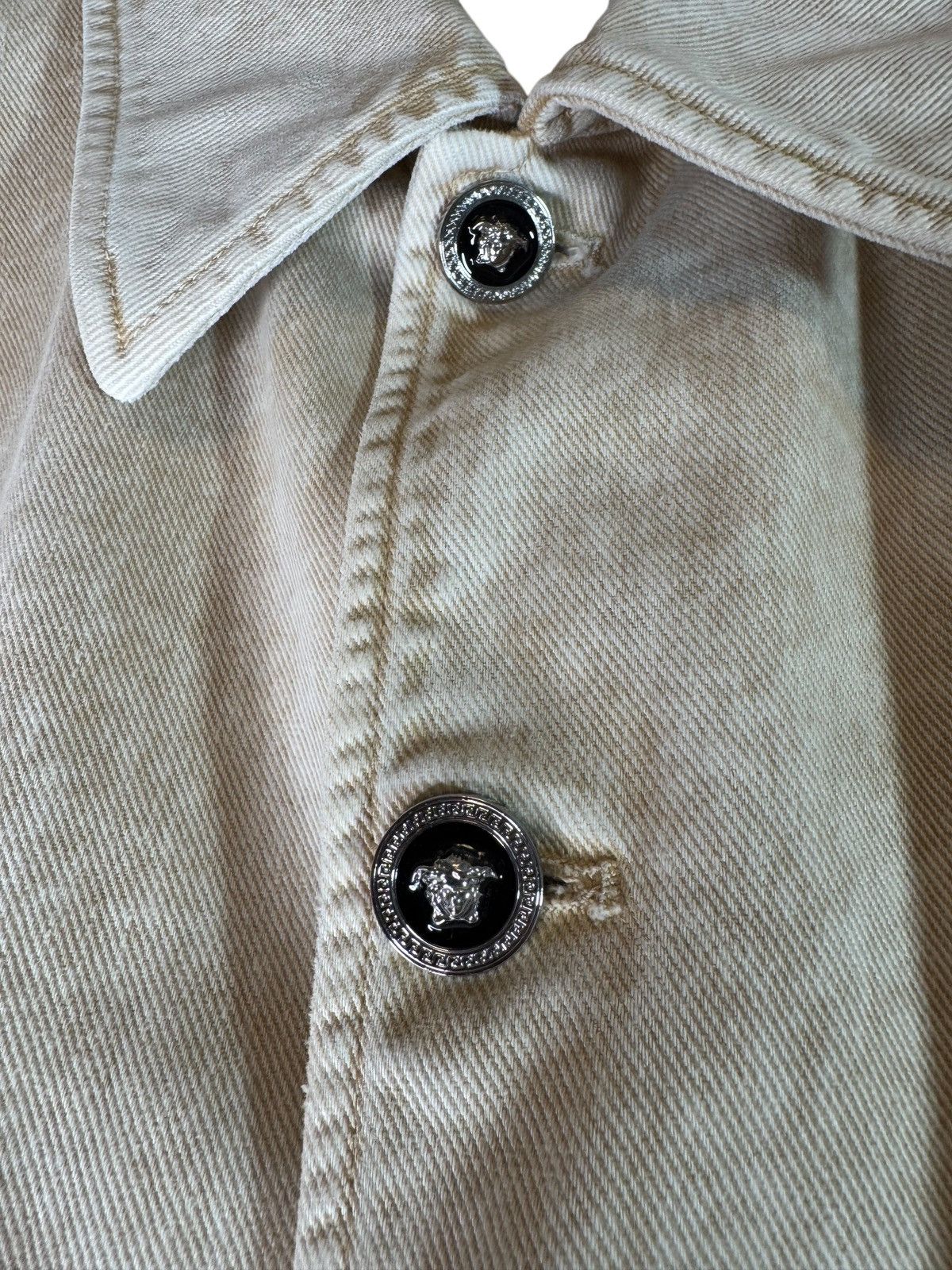 Versace Versace Beige Faded Denim Jacket with Medusa Buttons – M Size US M / EU 48-50 / 2 - 9 Thumbnail