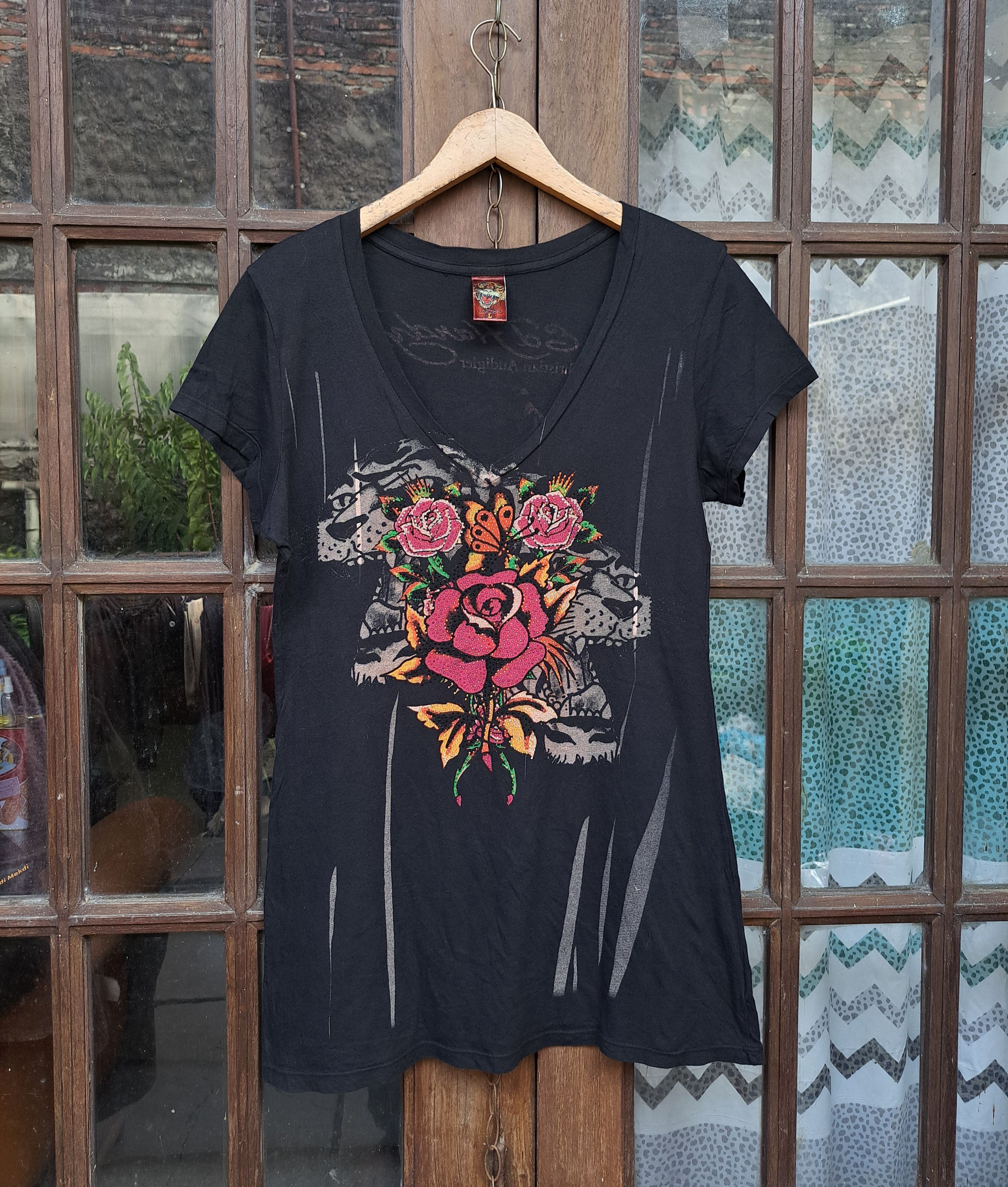 Ed Hardy Y2K Ed Hardy by Christian Audiger Printed Tshirt Tunic Size L / US 10 / IT 46 - 1 Thumbnail
