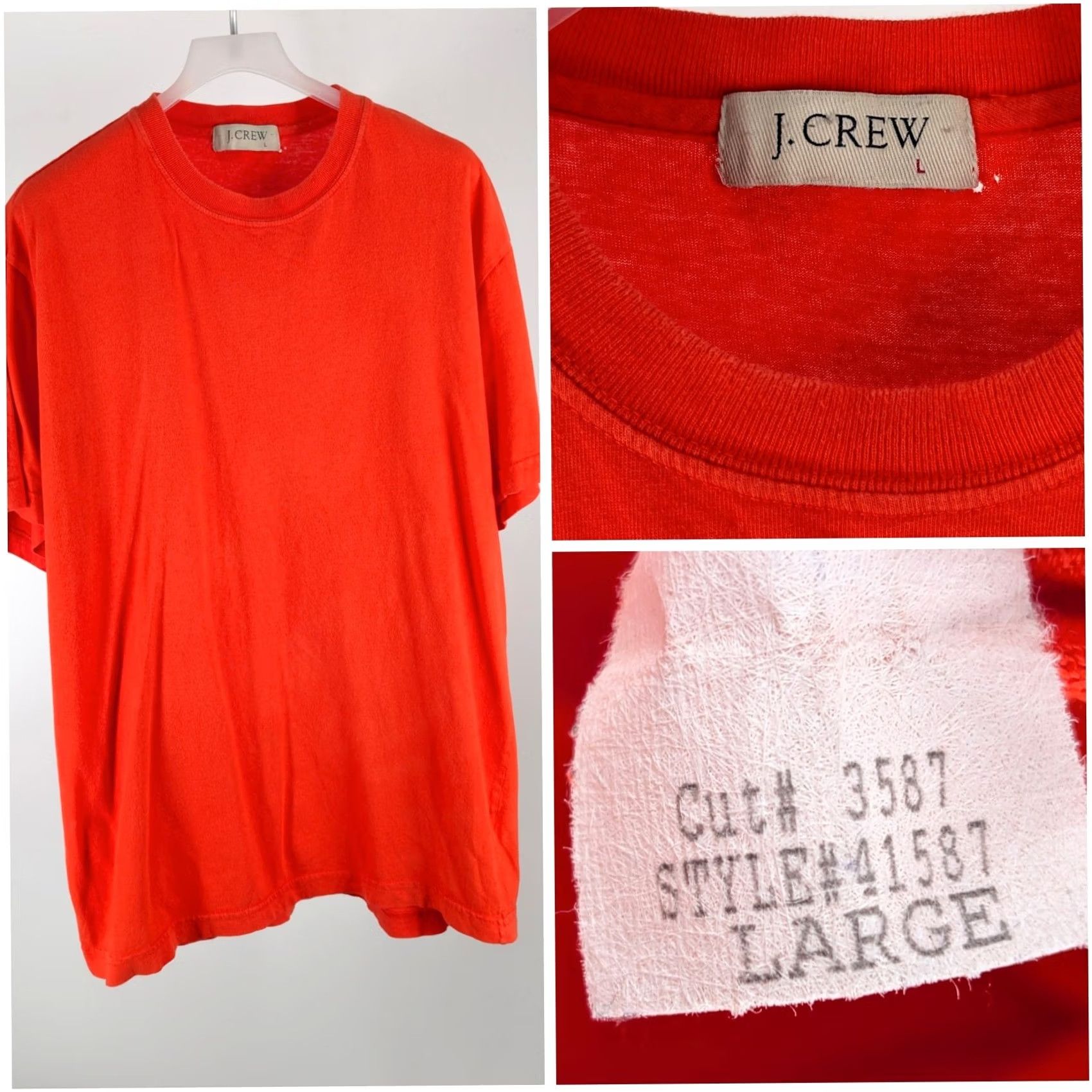 J.Crew VINTAGE J.CREW T-Shirt Orange 90s Boxy Large L Men's Distressed 1990s Streetwear Classic Essential/Blank Tee Size US L / EU 52-54 / 3 - 2 Thumbnail