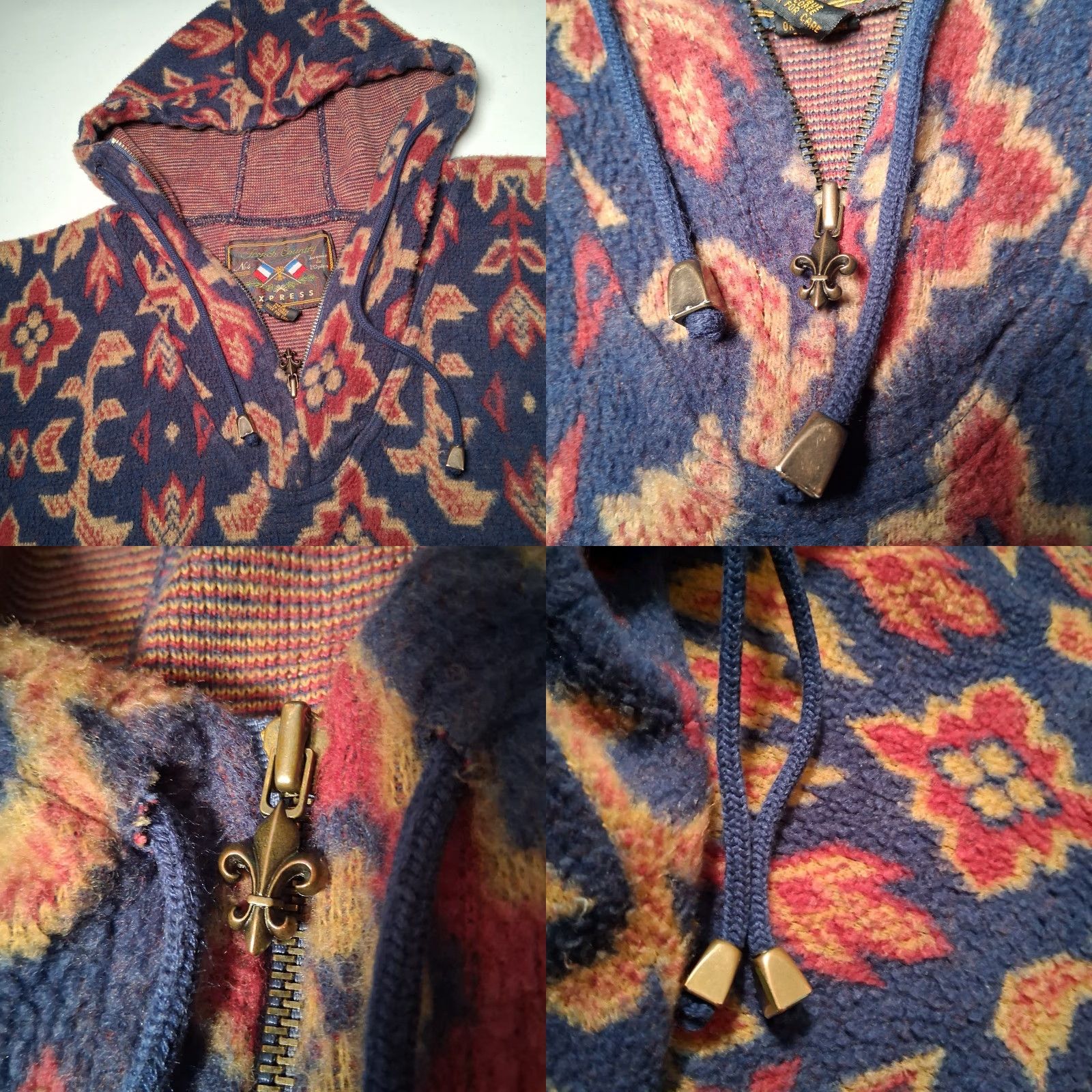 Express VINTAGE Express 1/4 Zip Fleece Shirt Jacket Women S Blue Floral Southwest 1990s Tricot Read 90s Vintage Size S / US 4 / IT 40 - 10 Thumbnail
