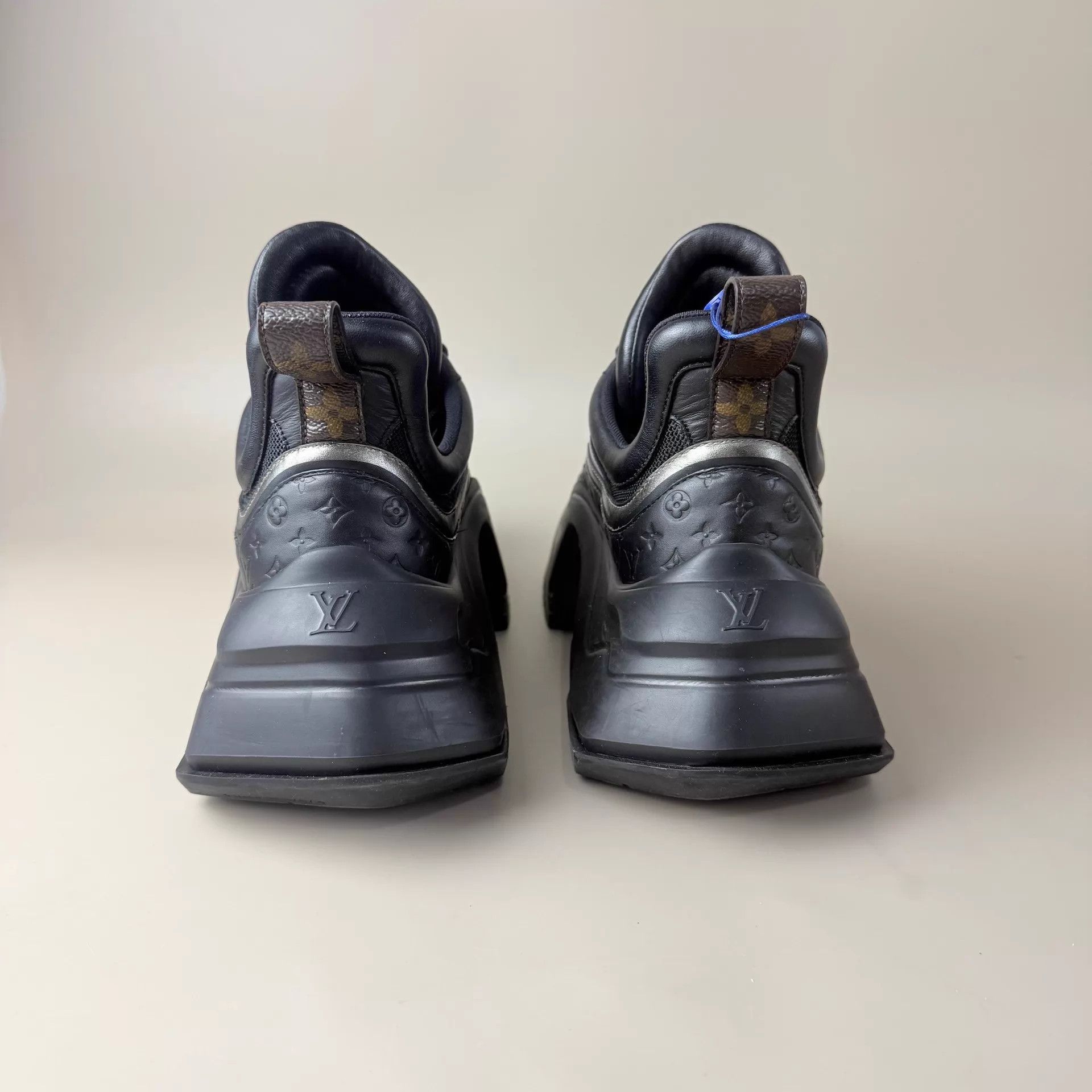 Louis Vuitton LV black silver monogram Artsy 2.0 Dad Sneakers 38 Size US 7.5 / IT 37.5 - 3 Thumbnail