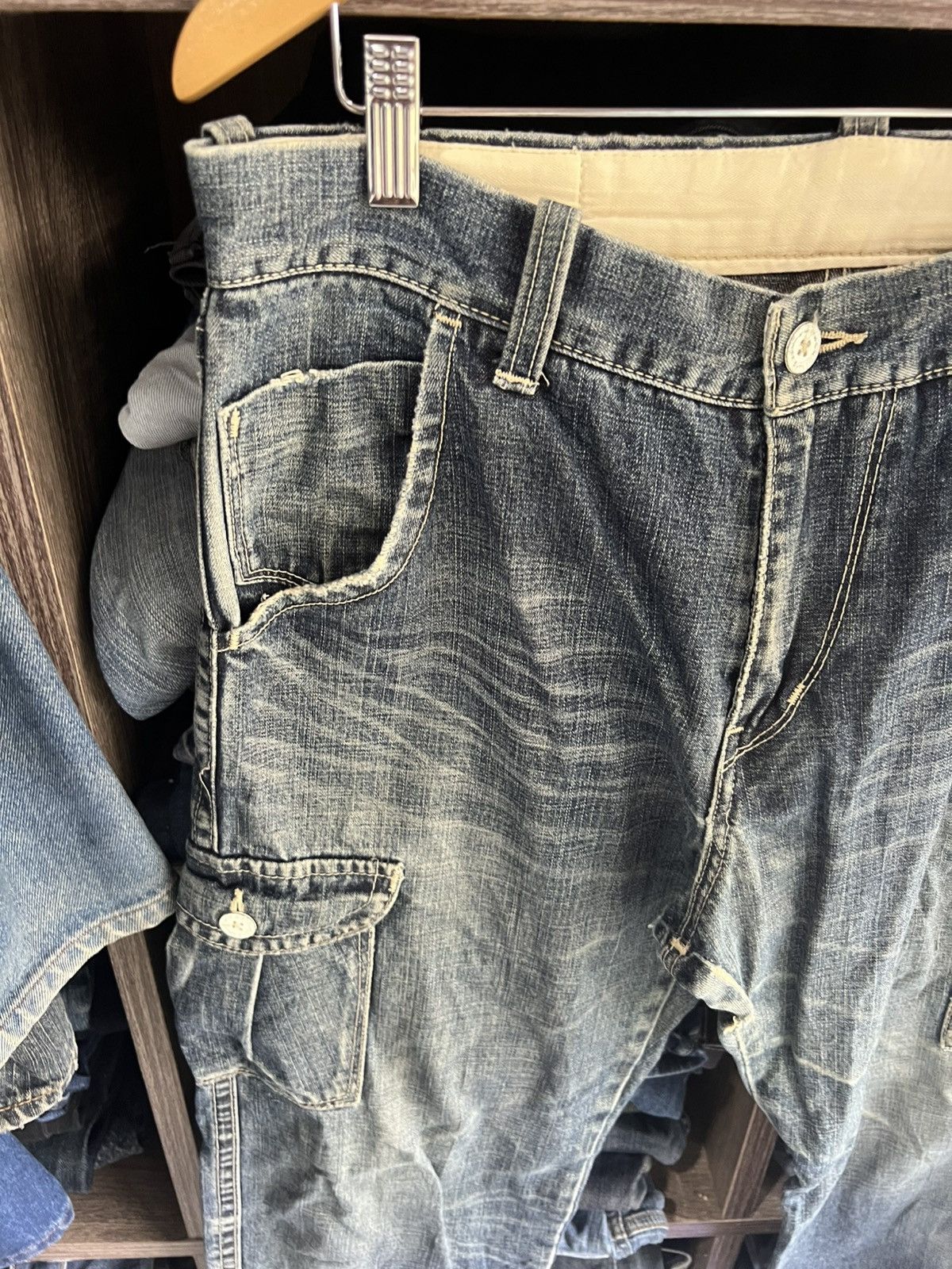 Levi's 🔥Rare Vintage Levis Sanforized Distressed Cargo Denim Size US 34 / EU 50 - 7 Thumbnail