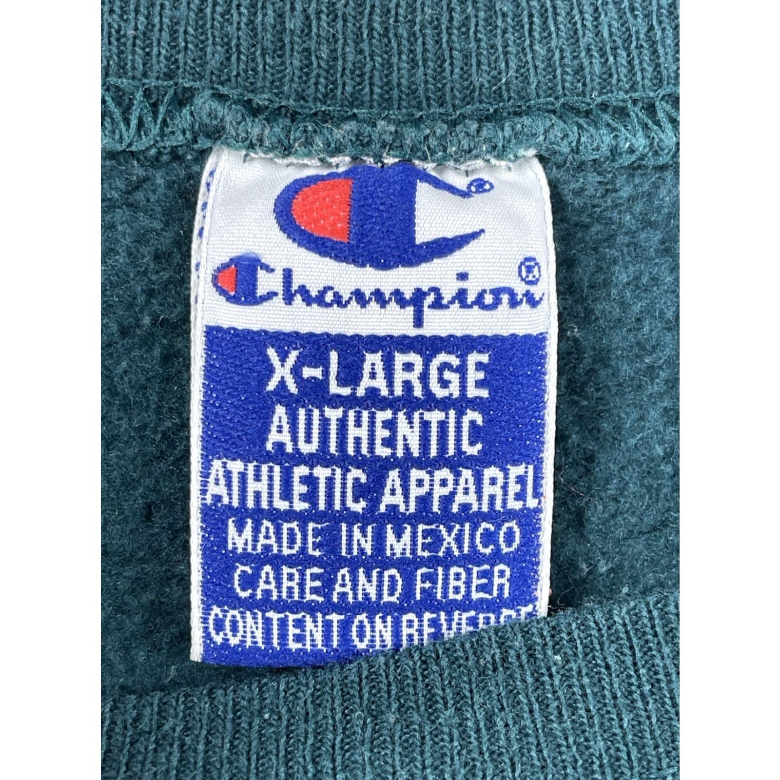 Champion VINTAGE Champion XL 90s Crewneck Sweatshirt Pullover Spell Out Logo Teal Mens Size US XL / EU 56 / 4 - 2 Thumbnail