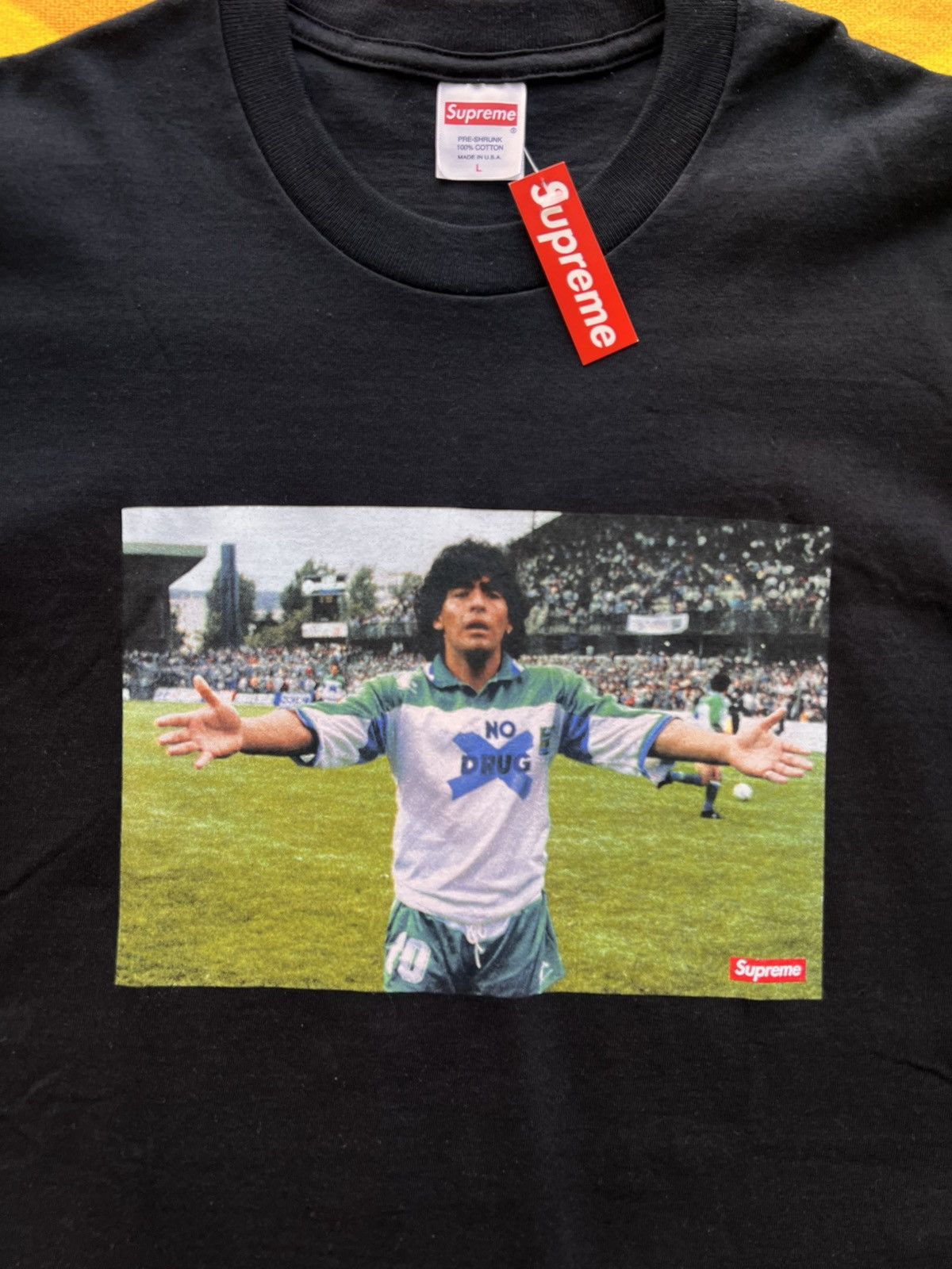Supreme L Supreme Maradona Tee black T-shirt football diego no drugs Size US L / EU 52-54 / 3 - 20 Thumbnail