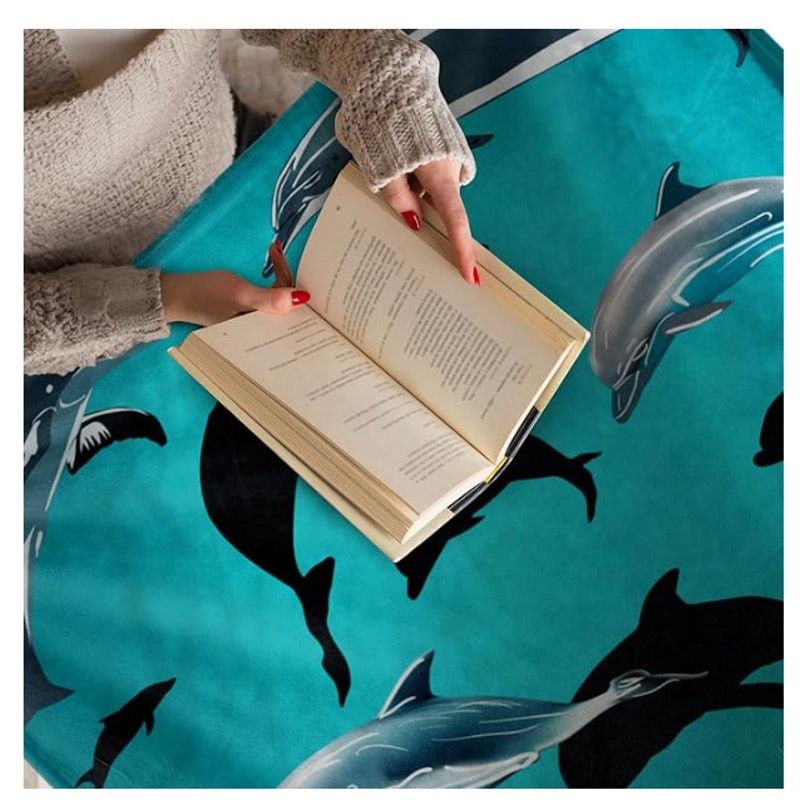 The Unbranded Brand Dolphin blue Blanket Fleece Throw 60x50 Inch Size ONE SIZE - 6 Thumbnail
