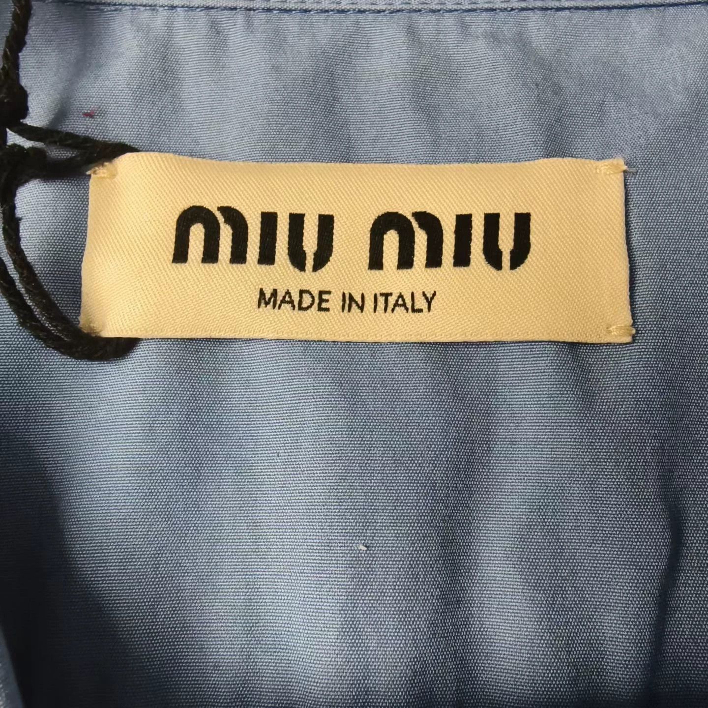 Miu Miu MIU MIU Wmns Sapphire Blue Logo Emb Button LS Casual Shirt Size M / US 6-8 / IT 42-44 - 3 Thumbnail