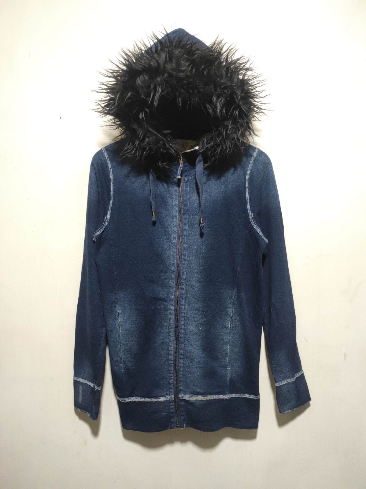 Japanese Brand Une Brise denim wash zip fur hoodie ifsix LGB vkei style Size US M / EU 48-50 / 2 - 2 Thumbnail